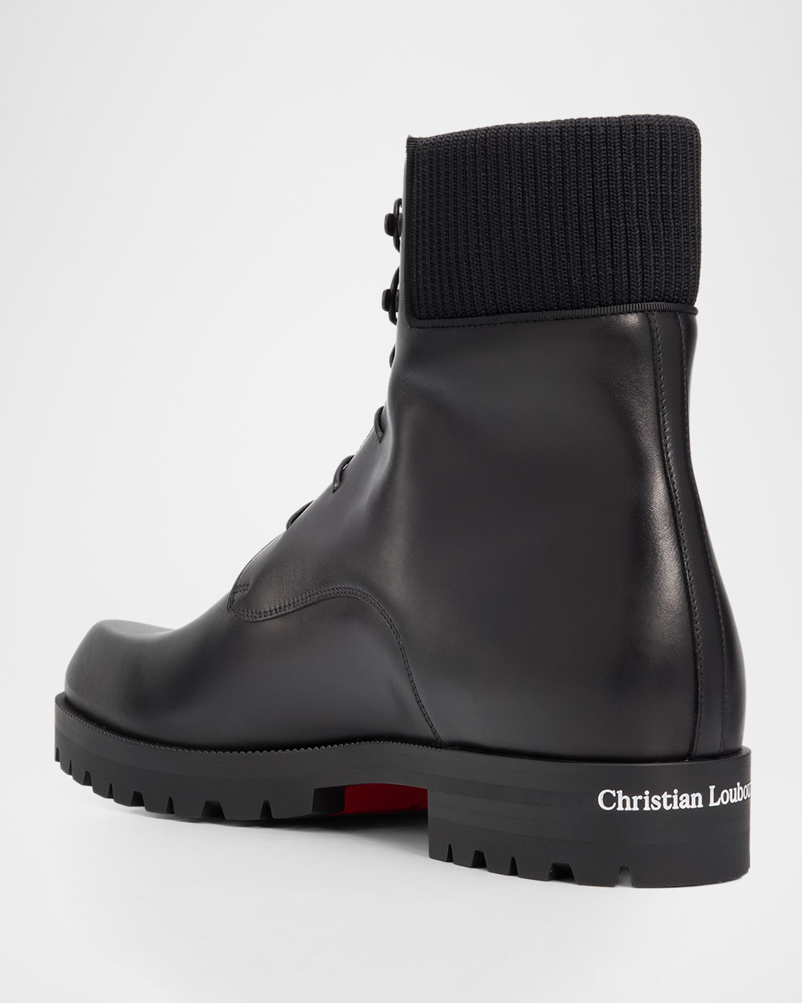 Christian Louboutin Men's Trapman Leather Lug Sole Lace-Up Boots