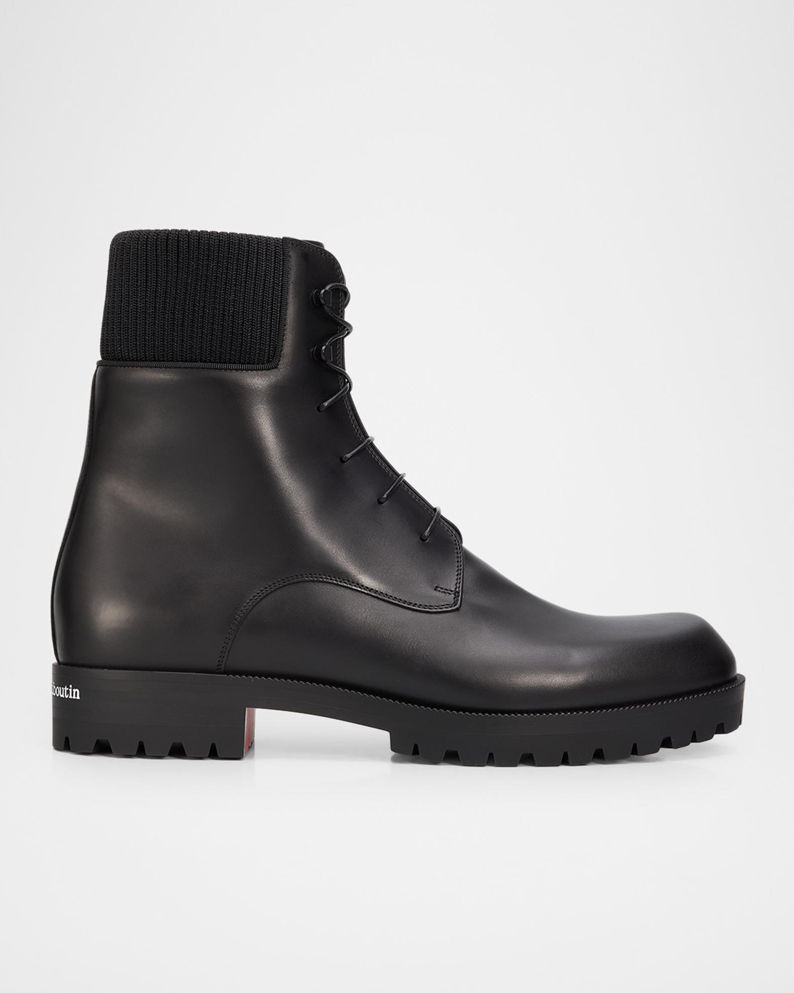 Christian Louboutin Men's Trapman Leather Lug Sole Lace-Up Boots