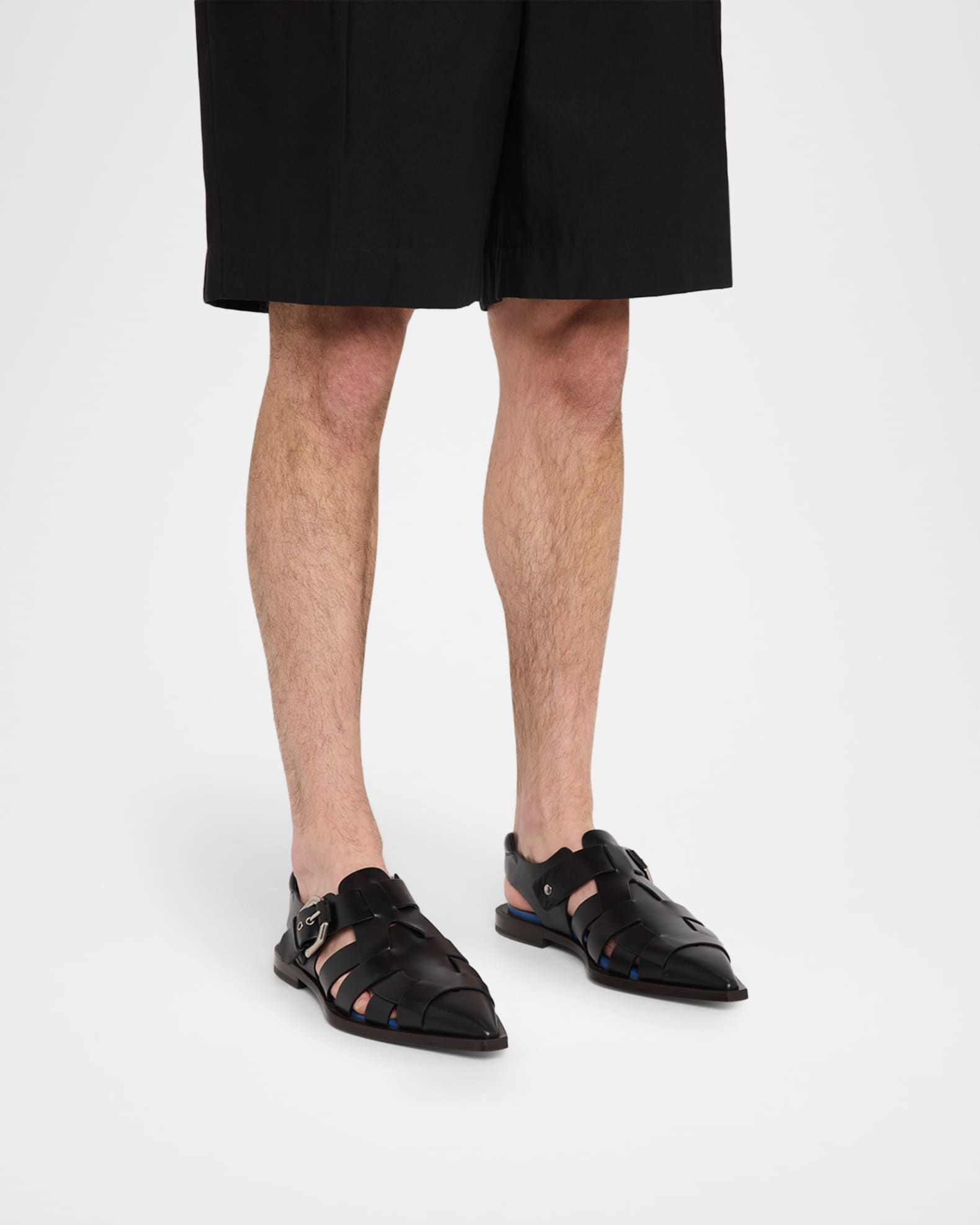 Lanvin Men's Leather Pointed-Toe Gladiator Sandals | Neiman Marcus