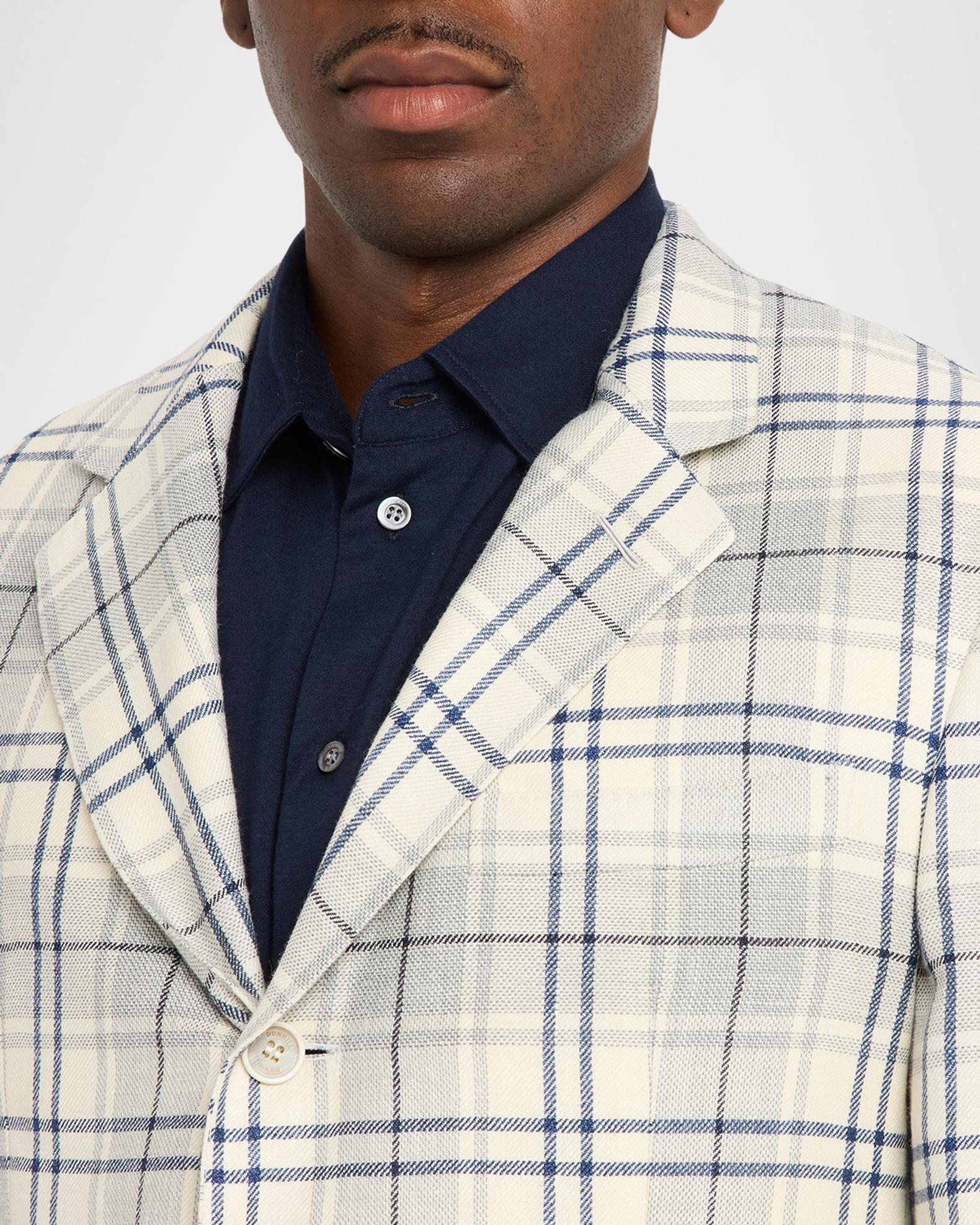 dunhill Men's Wool and Linen Tattersall Check Single-Breasted