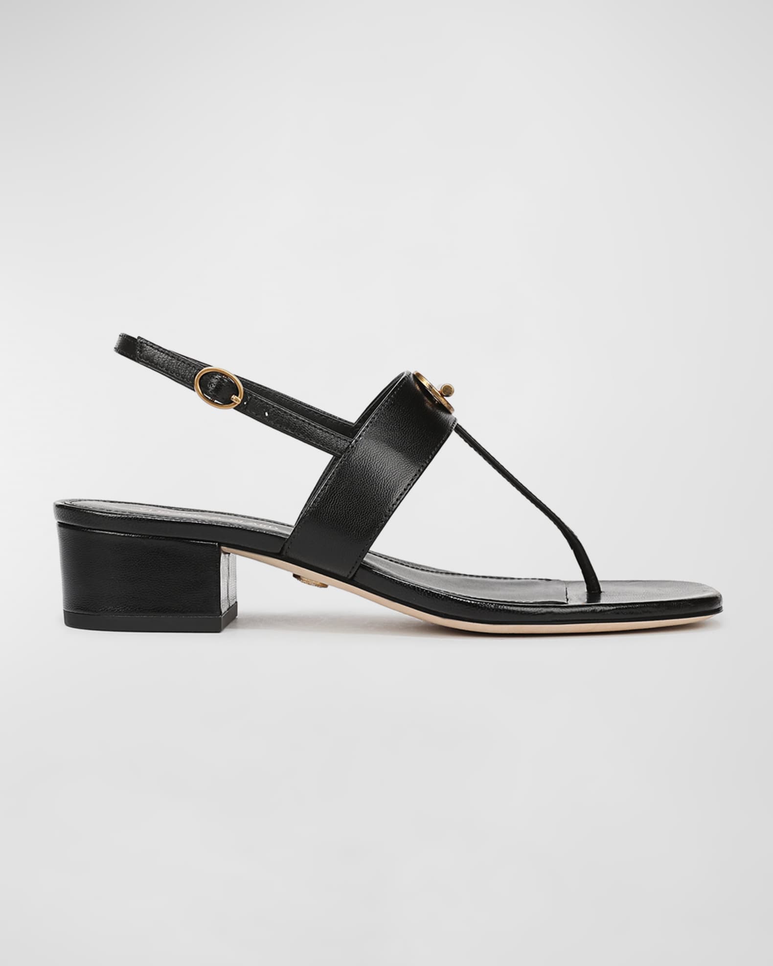 Veronica Beard Andie Toggle Leather Block-Heel Slingback Sandals