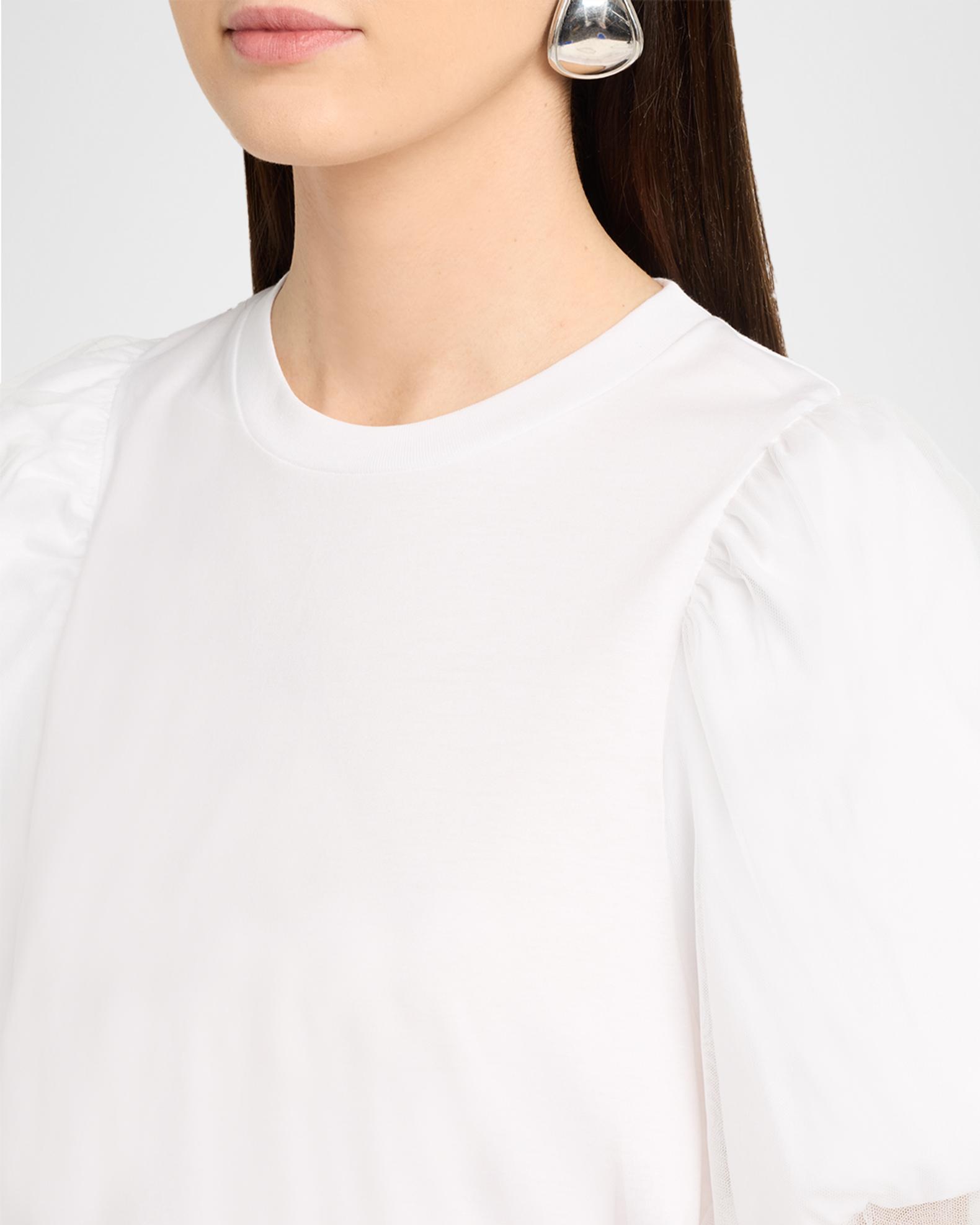 Simone Rocha Tulle Overlay Puff-Sleeve T-Shirt | Neiman Marcus