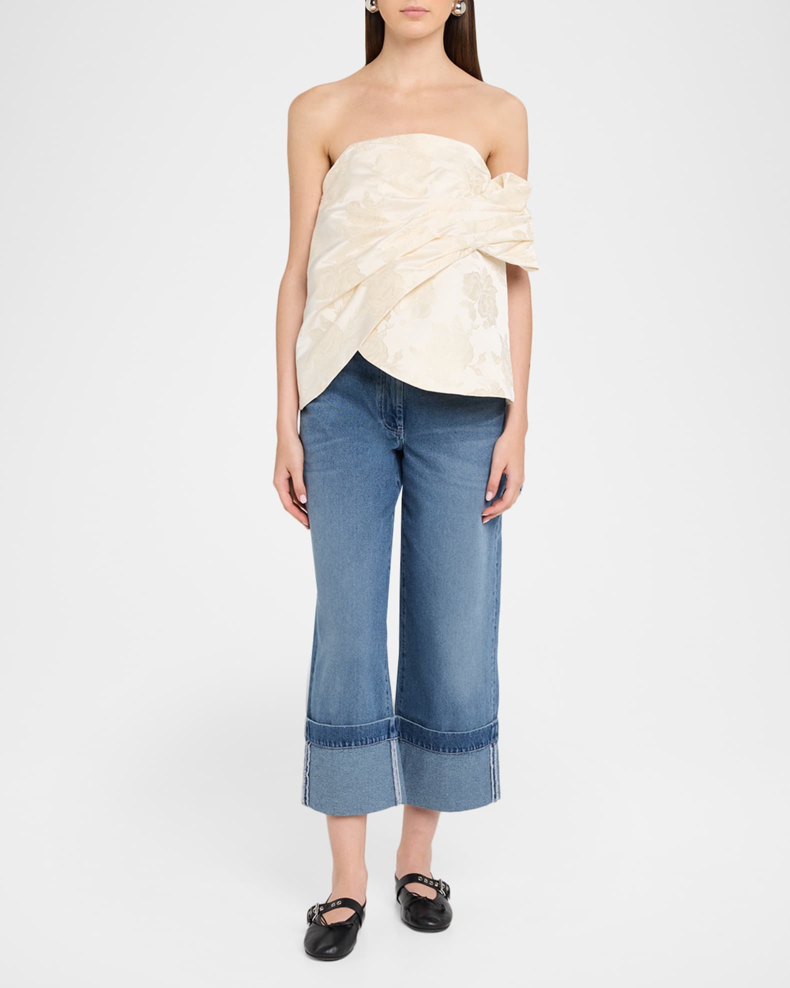 Simone Rocha x  ティンセル刺繍パフスカート　サイズ32 Simone Rocha Crystal-Embellished Straight-Leg Crop Carpenter Jeans