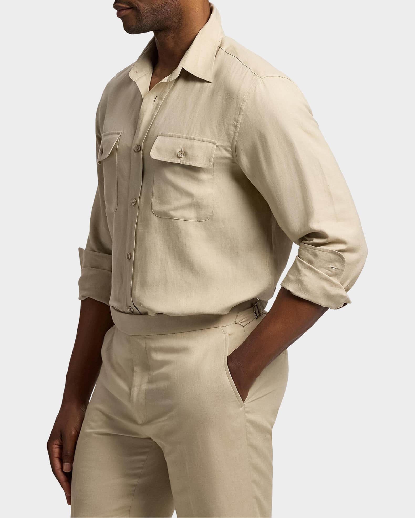 Ralph Lauren Purple Label Silk-Linen Shirt | Neiman Marcus