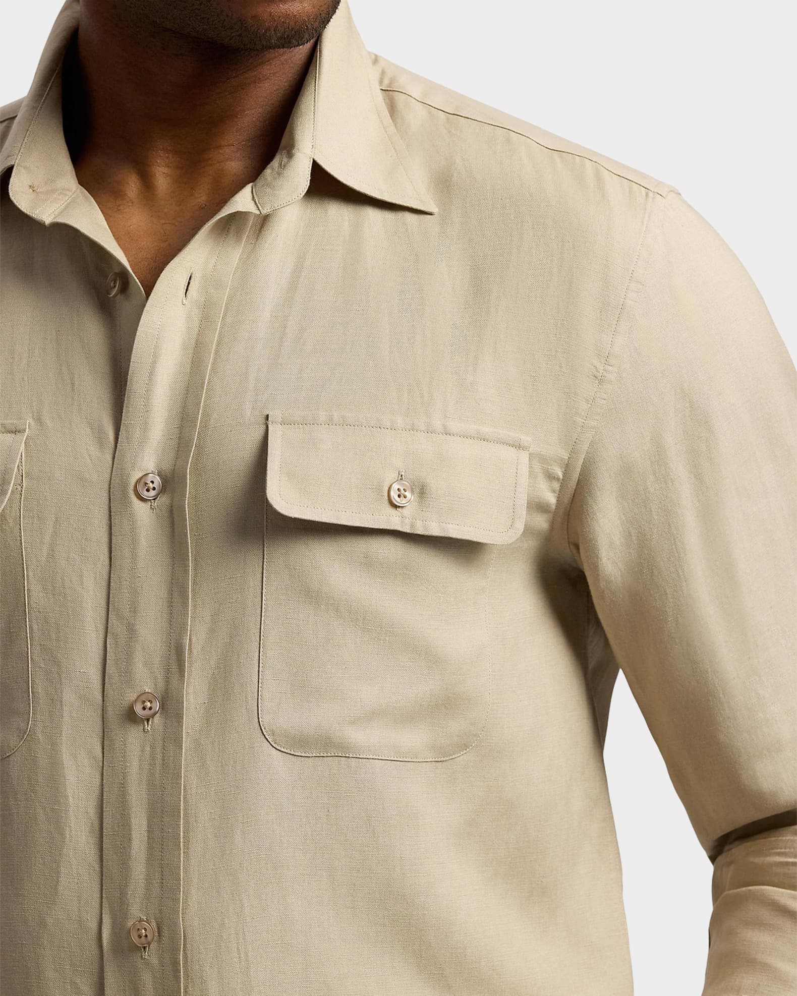 Ralph Lauren Purple Label Silk-Linen Shirt | Neiman Marcus