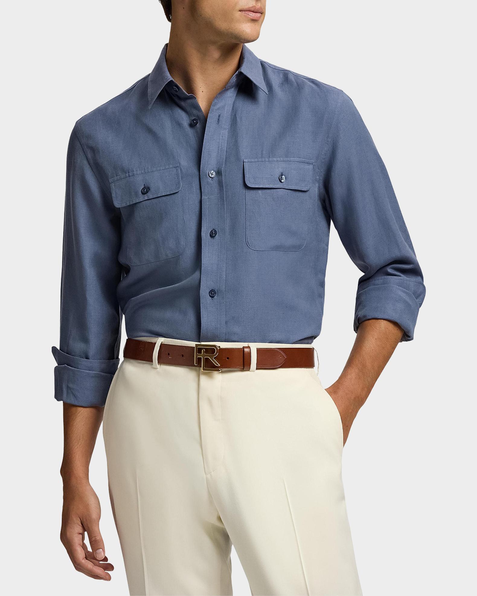 Ralph Lauren Purple Label Men's Silk-Linen Shirt | Neiman Marcus
