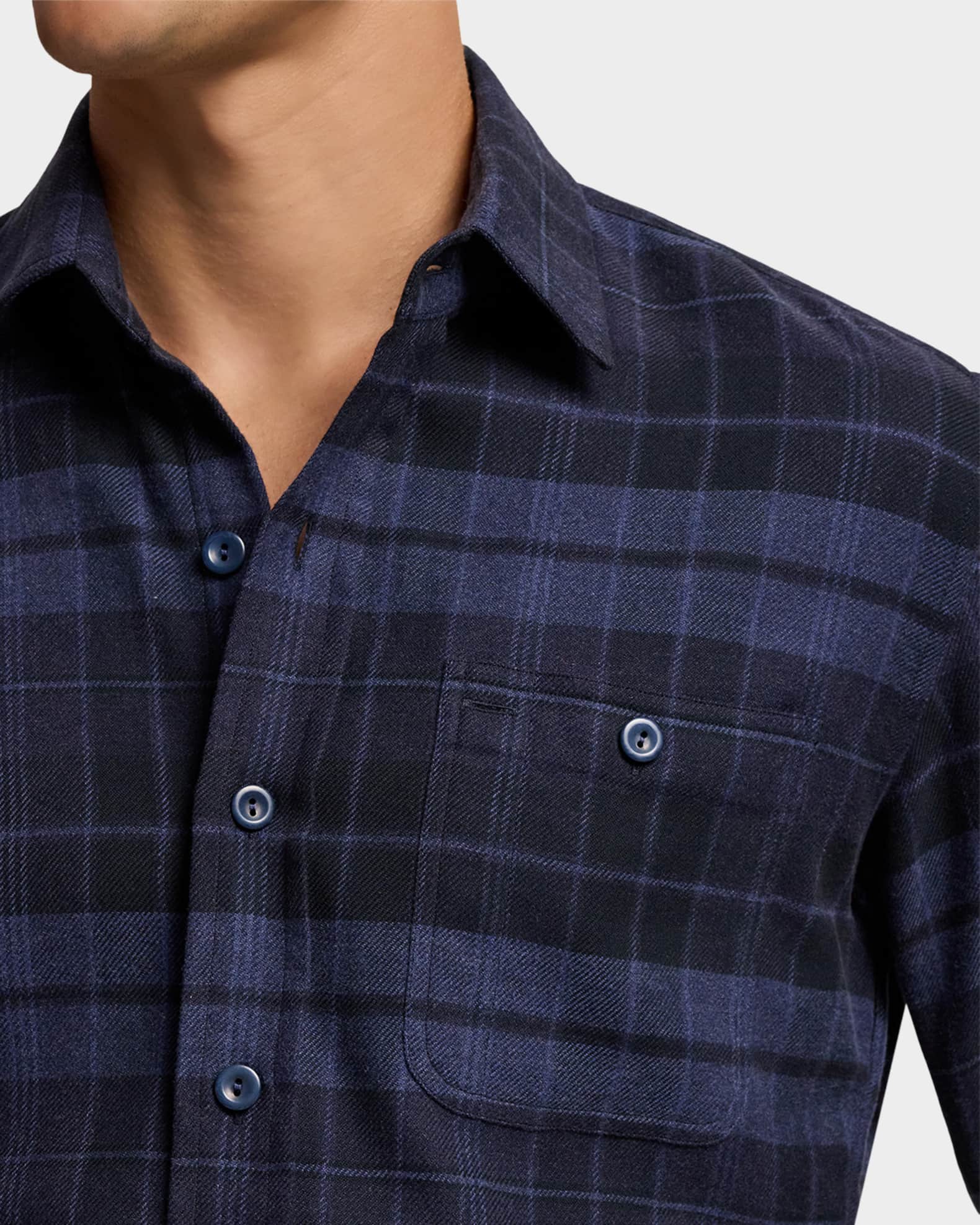 Ralph Lauren Purple Label Men's Plaid Cotton Twill Shirt | Neiman