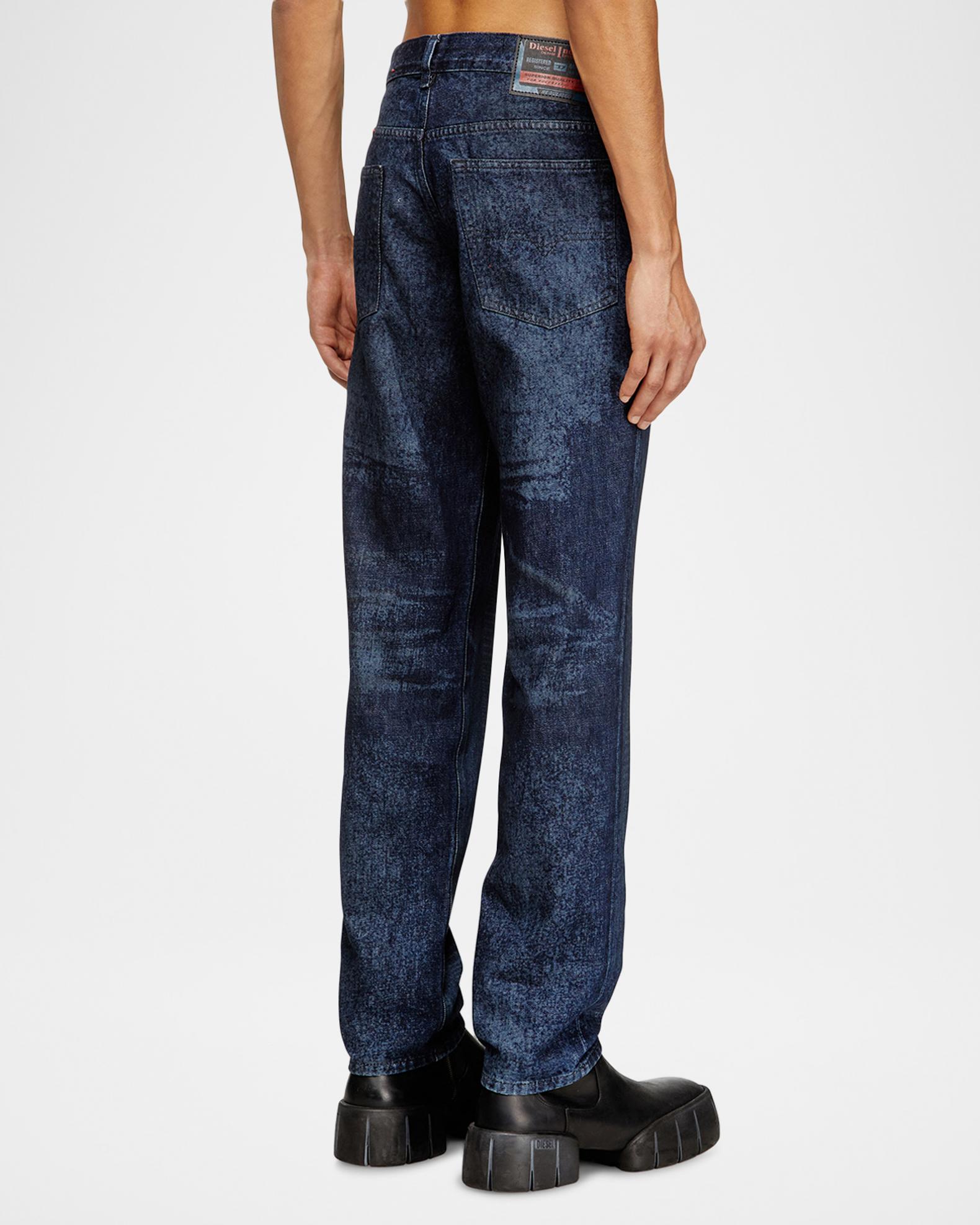 Diesel Men's D-2023 Stonewashed Check Denim Straight-Leg Jeans