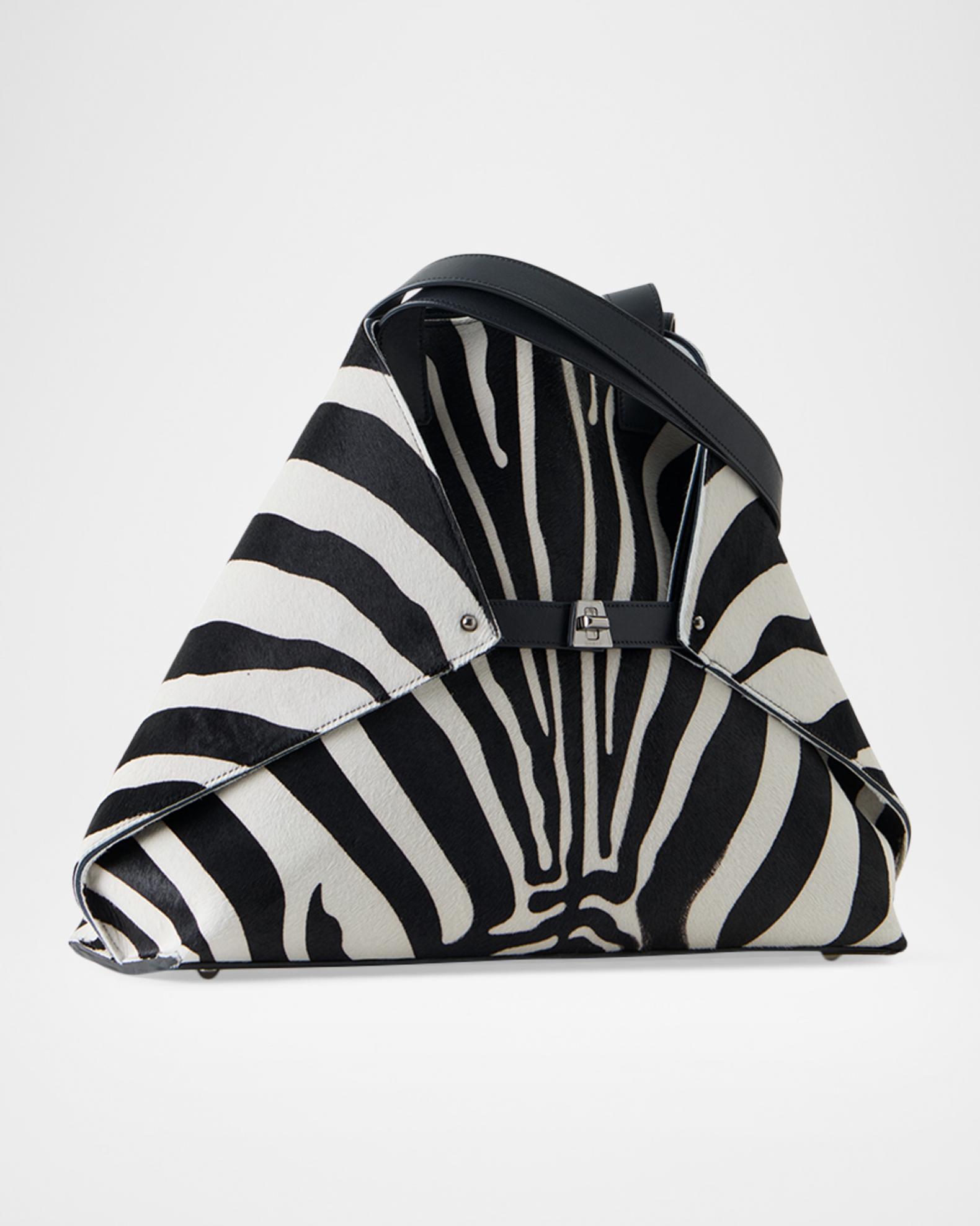 Akris Ai Medium Zebra-Print Top-Handle Tote Bag | Neiman Marcus