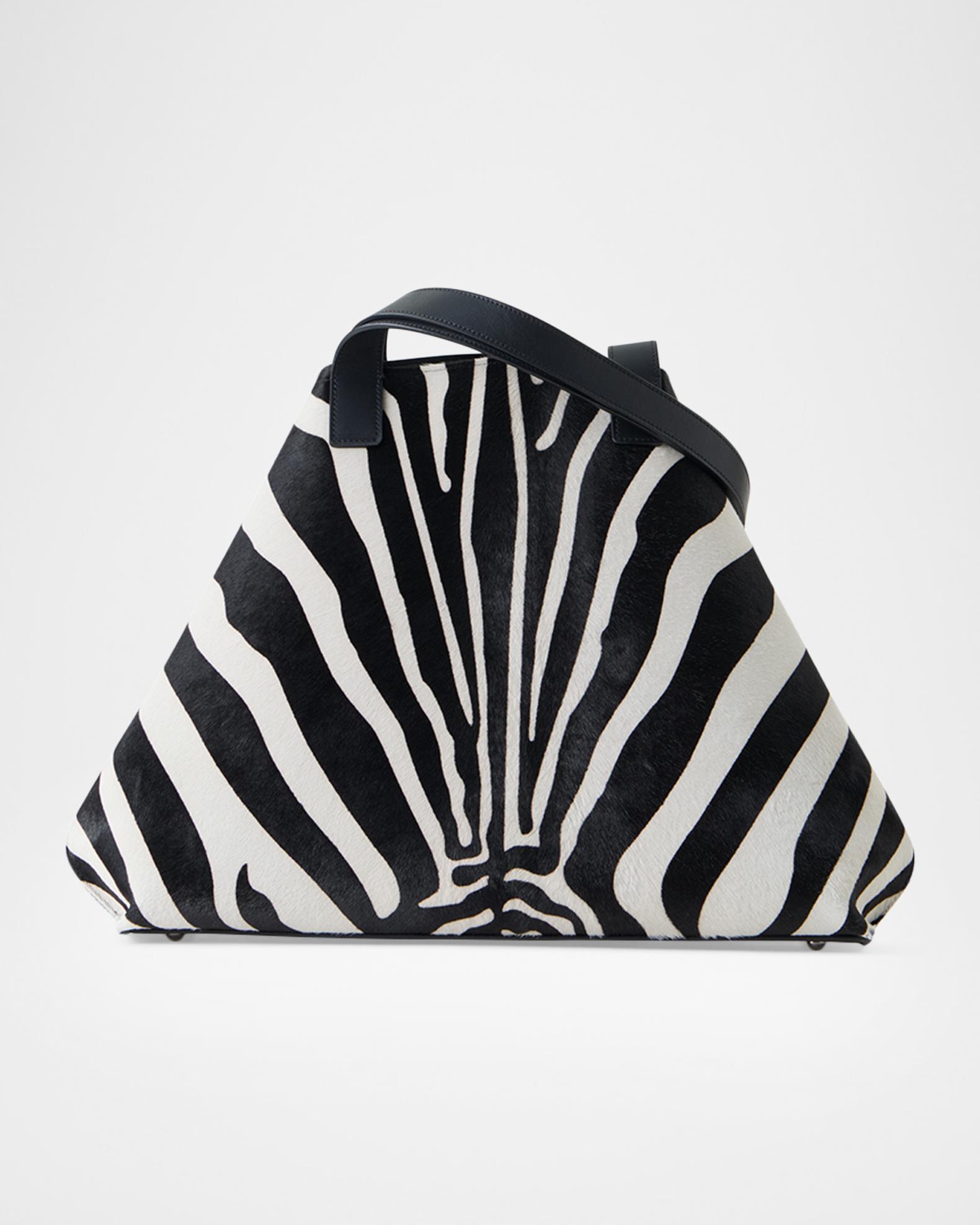 Akris Ai Medium Zebra-Print Top-Handle Tote Bag | Neiman Marcus