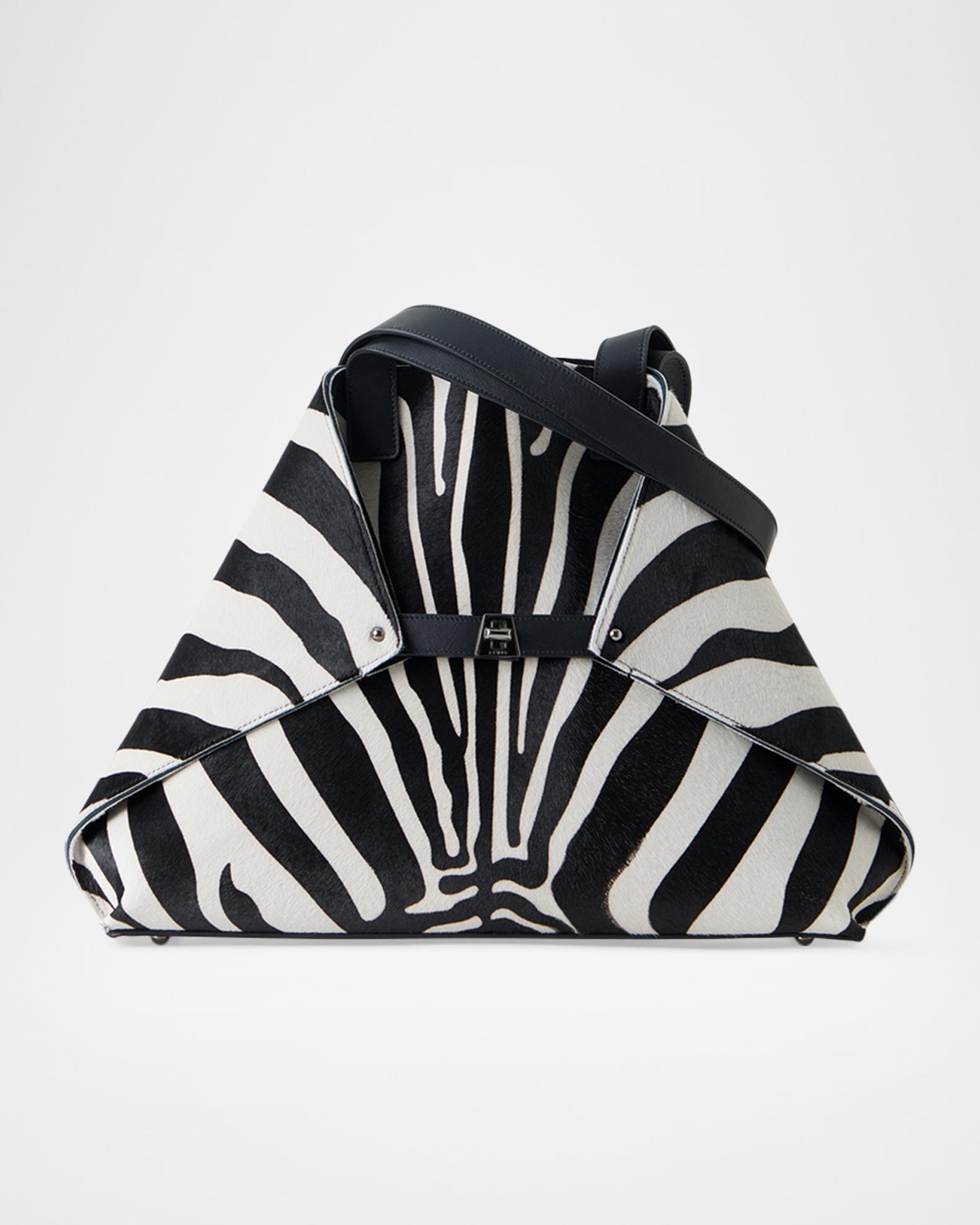 ① sale★　653530 ブラックサイドアクリ Akris Ai Medium Zebra-Print Top-Handle Tote Bag | Neiman Marcus