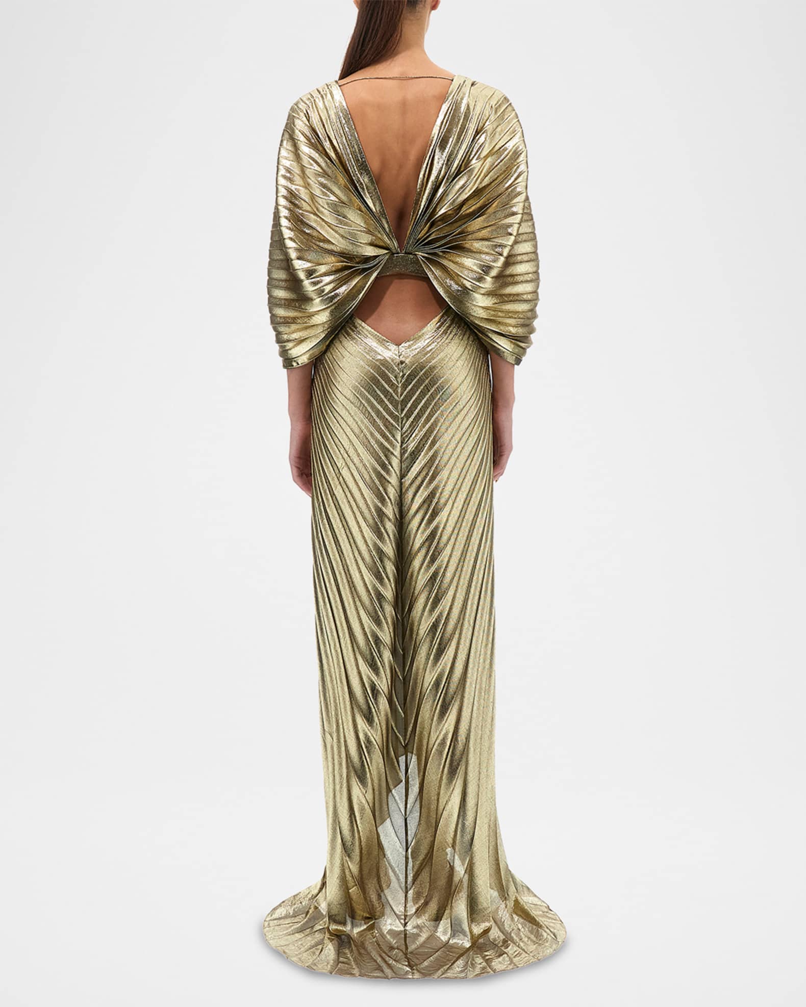 Roberto Cavalli Gold Lam Maxi Dress - Women Luxury Maxi Dresses Gold 40