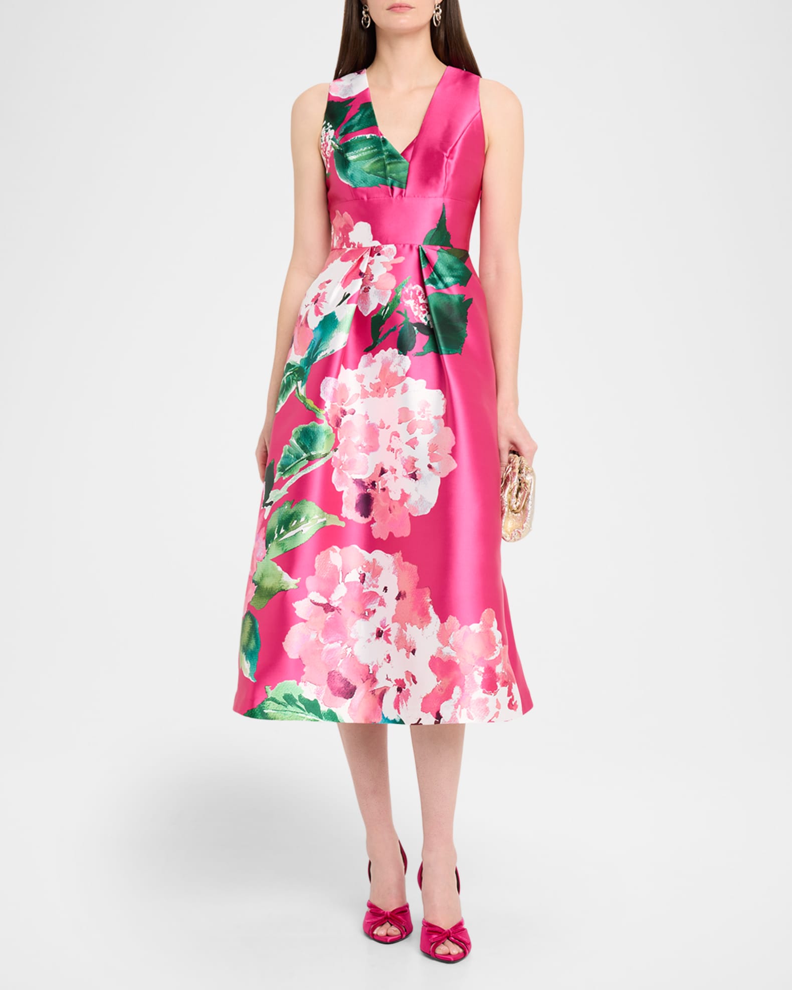 Raina Floral-Print Mikado Midi Dress 1