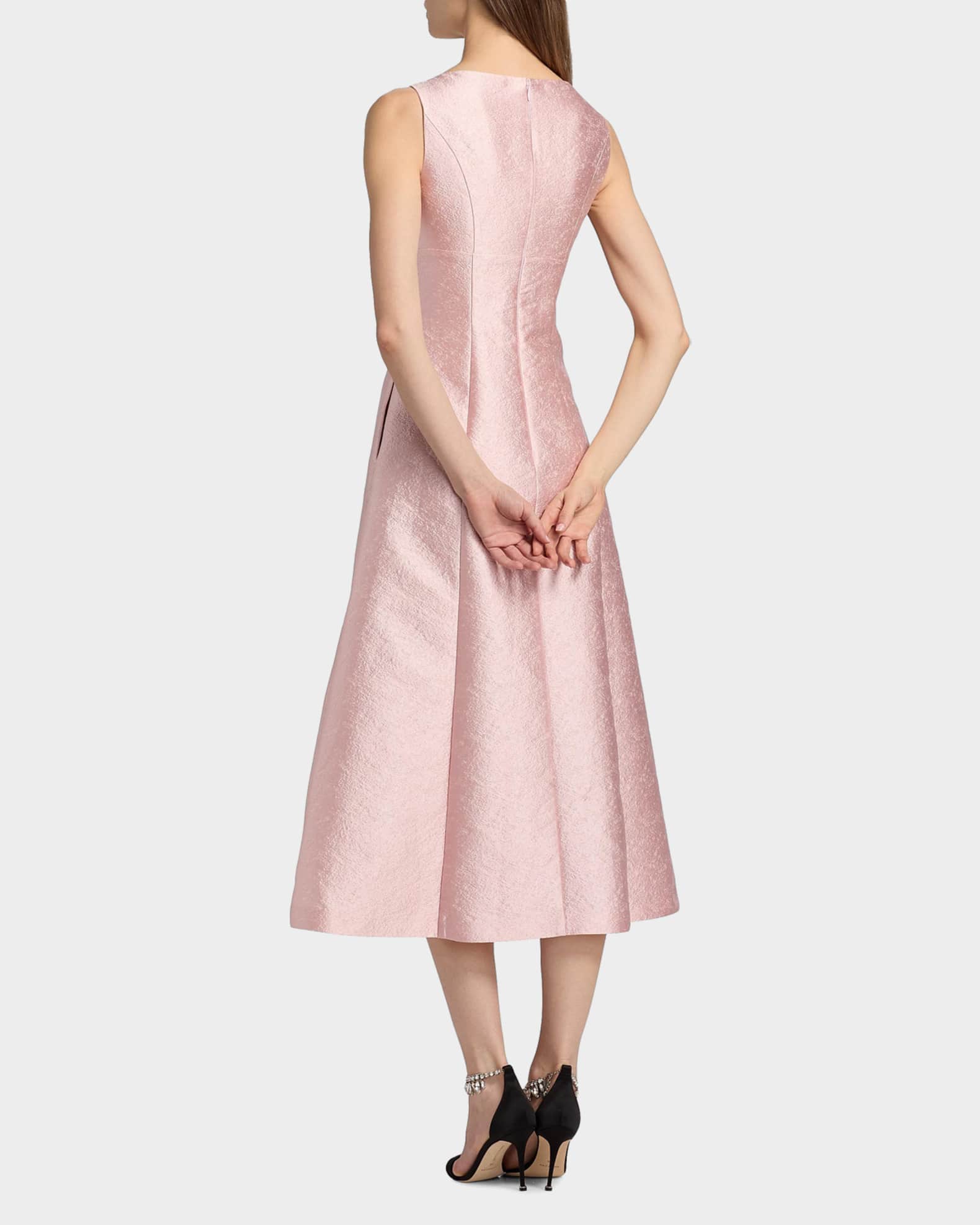 Kay Unger New York June Sleeveless Pleated Jacquard Midi Dress | Neiman  Marcus