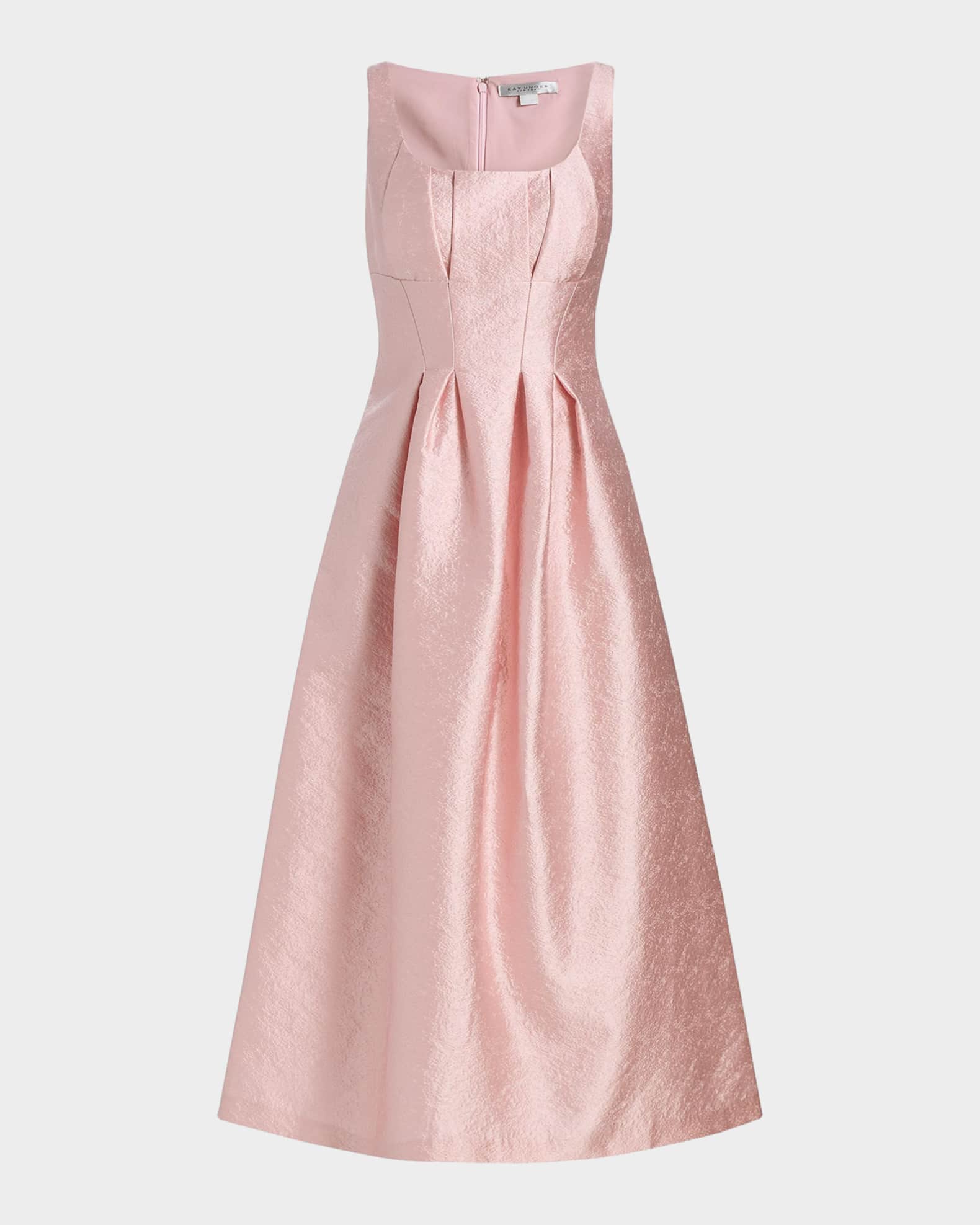 strapless open back dress Floral Jacquard Pleated Shoulder Strap Dress Xs main image 0