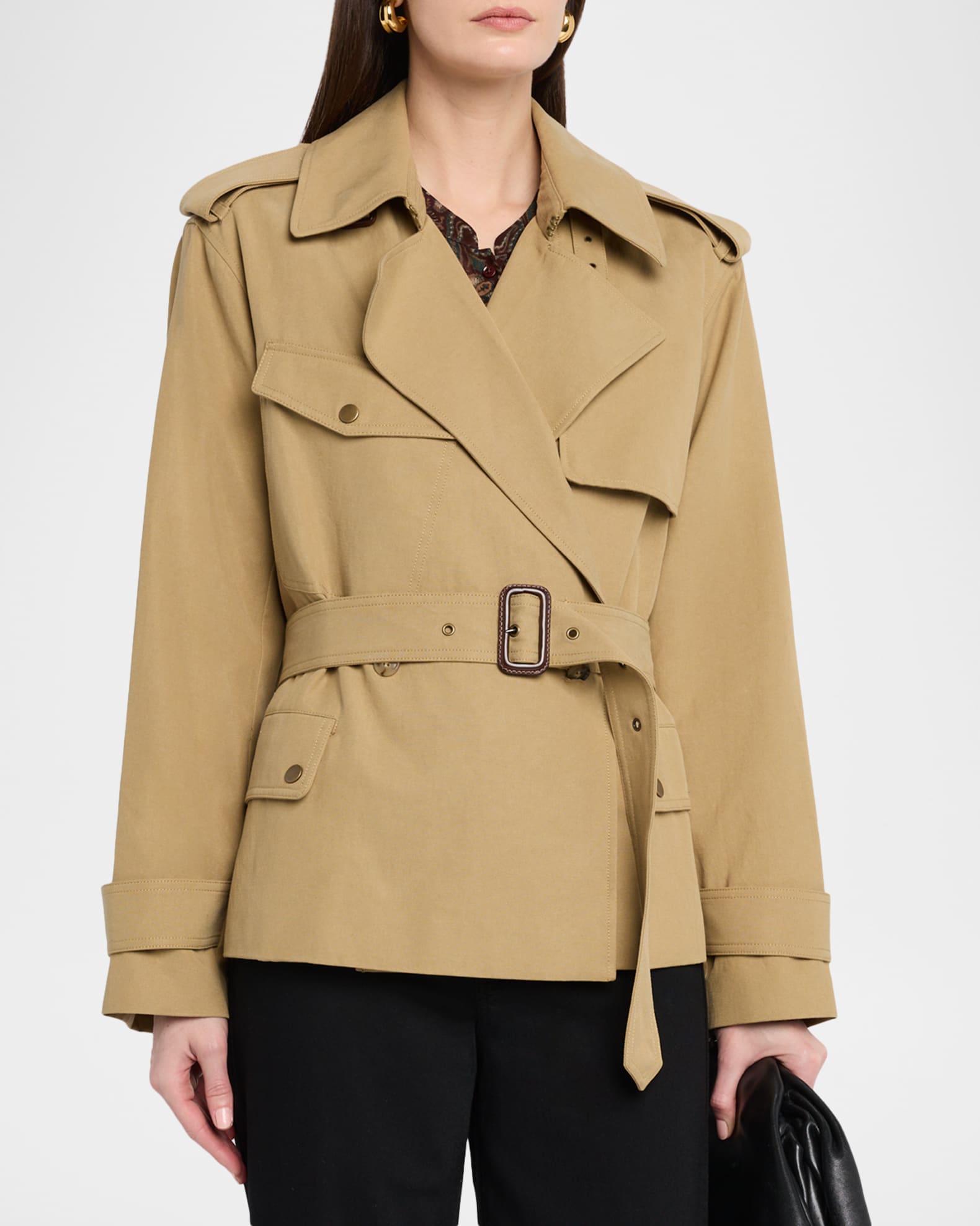 PAIGE Orsina Cropped Trench Coat | Neiman Marcus