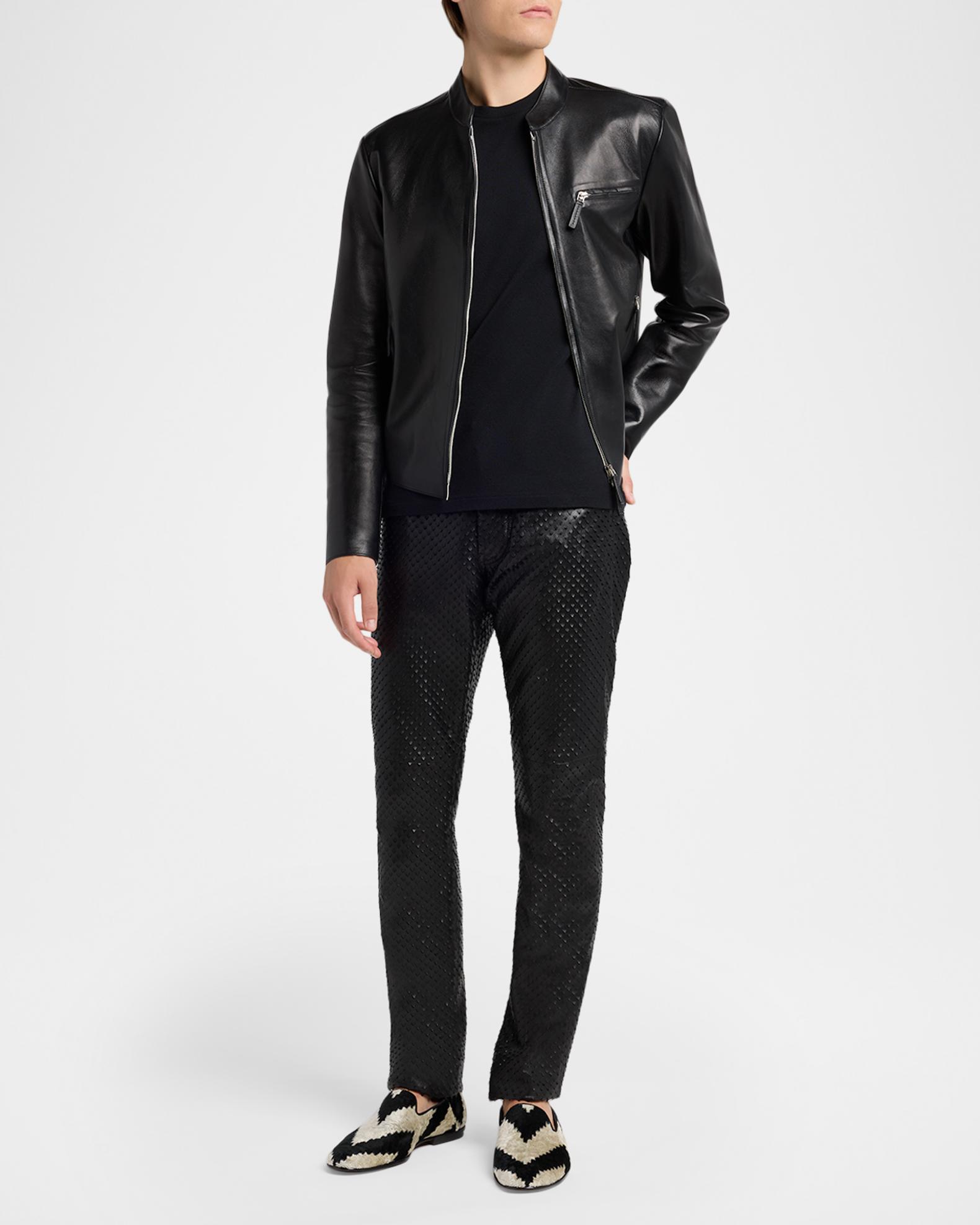 TOM FORD Men's Perforated Leather Straight-Leg Five-Pocket Pants