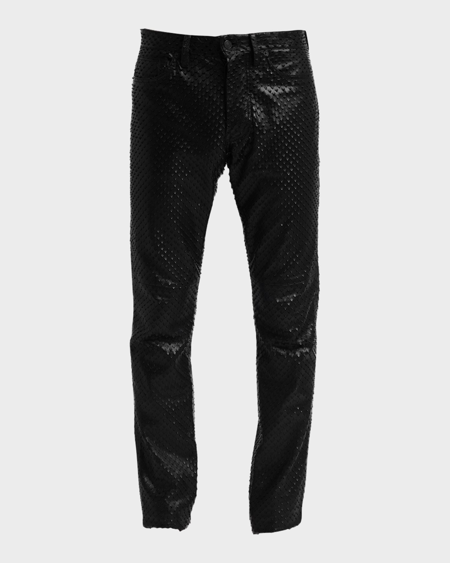 TOM FORD Men's Perforated Leather Straight-Leg Five-Pocket Pants