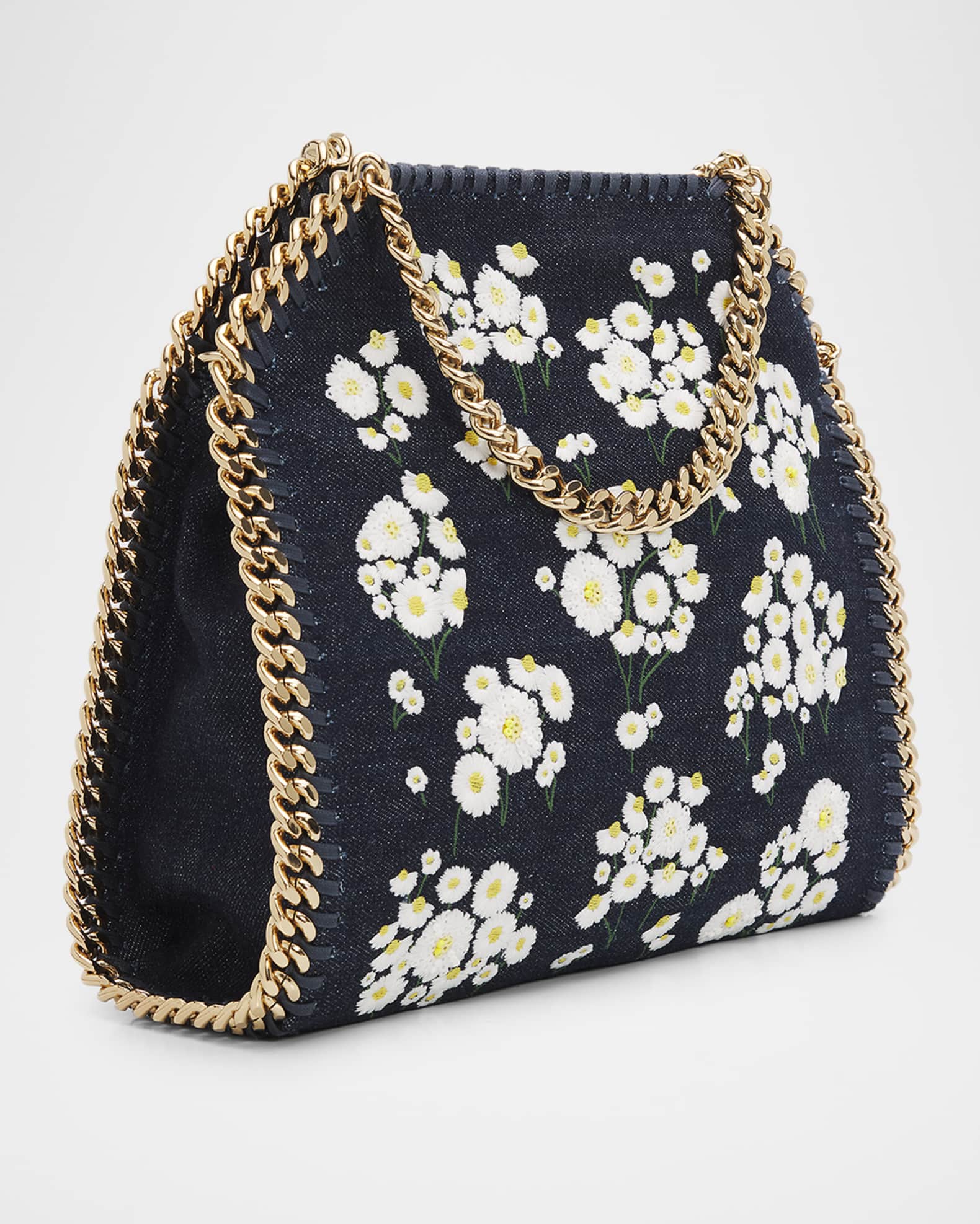 Stella McCartney Falabella Floral-Embroidered Denim Shoulder Bag