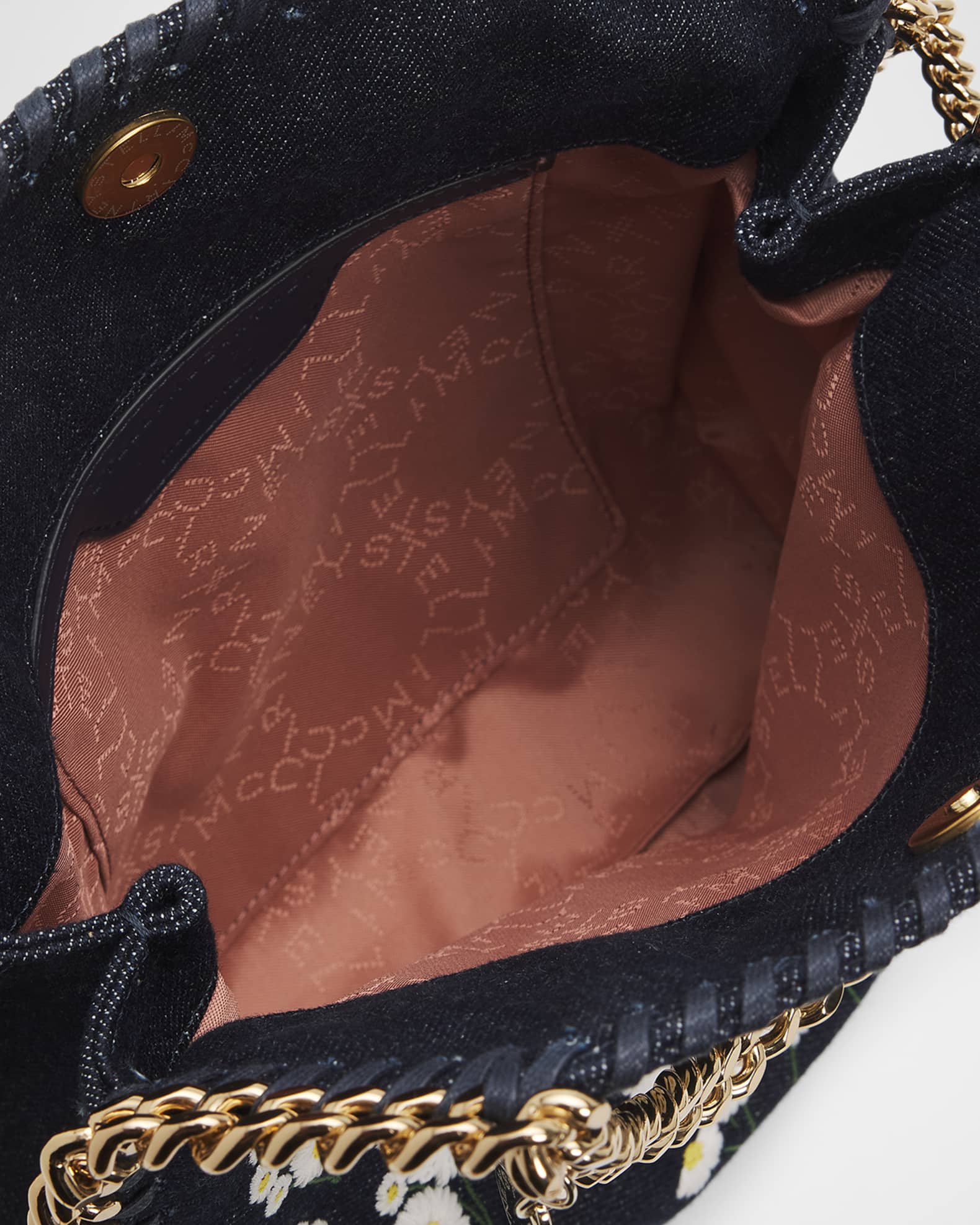 Stella McCartney Falabella Floral-Embroidered Denim Shoulder Bag