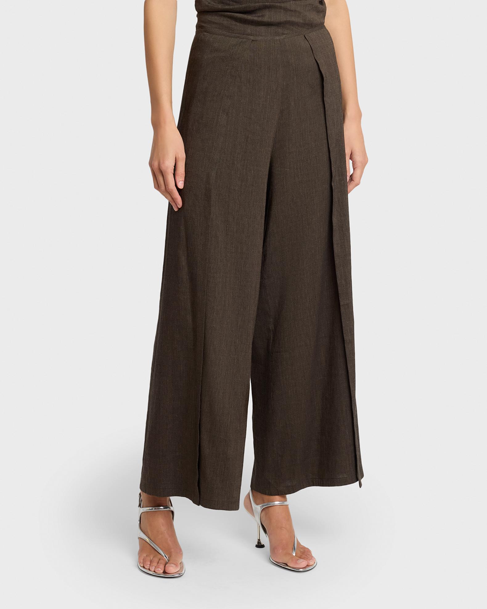 Proenza Schouler White Label Calla Slub Linen Wrap Pants | Neiman Marcus