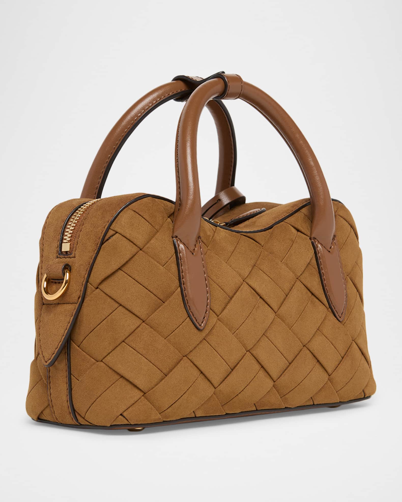 Stella McCartney Ryder Small Woven Faux Suede Top-Handle Bag