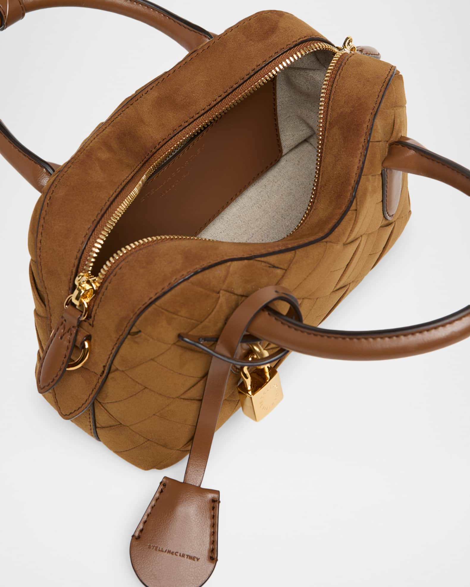 Stella McCartney Ryder Small Woven Faux Suede Top-Handle Bag