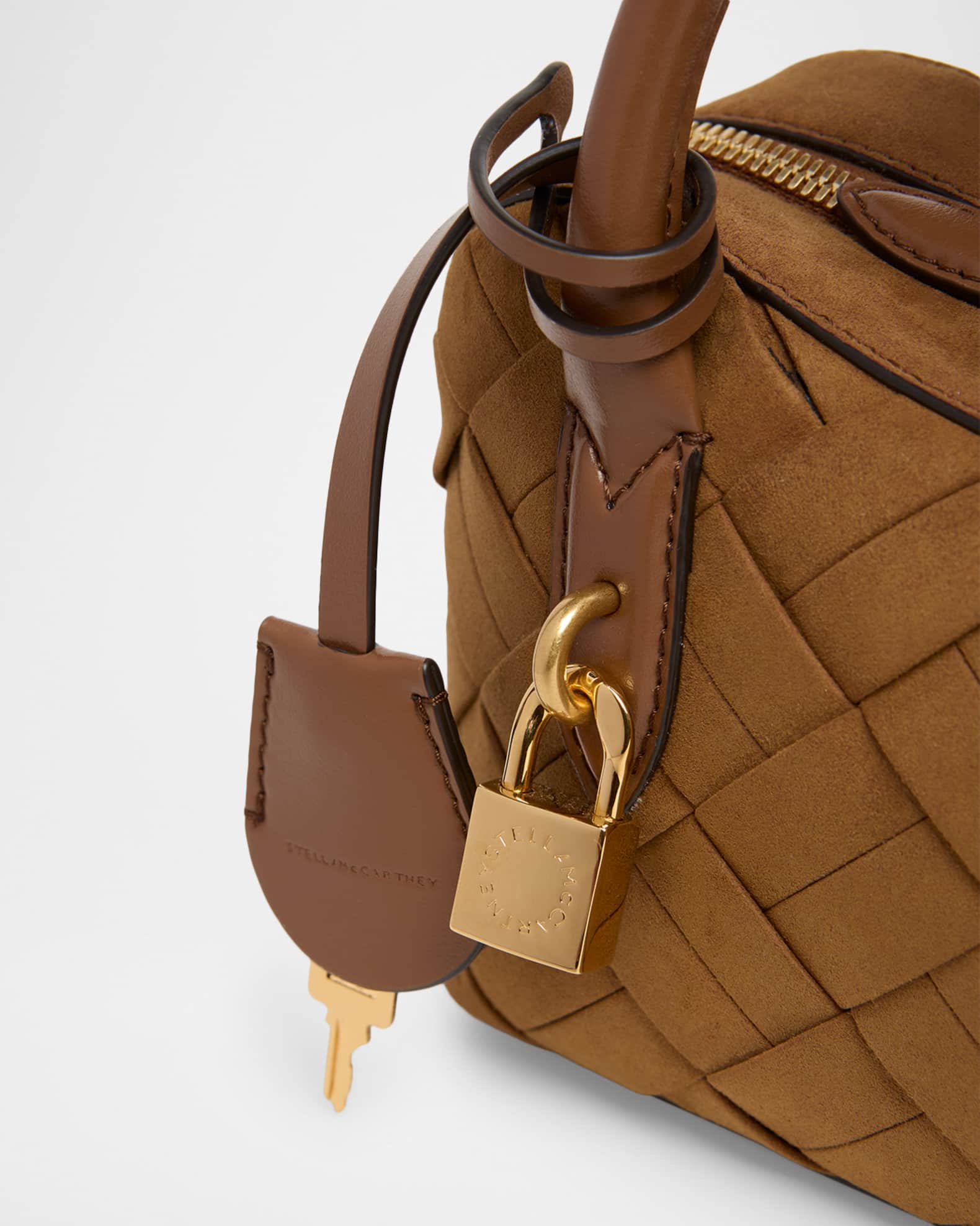 Stella McCartney Ryder Small Woven Faux Suede Top-Handle Bag