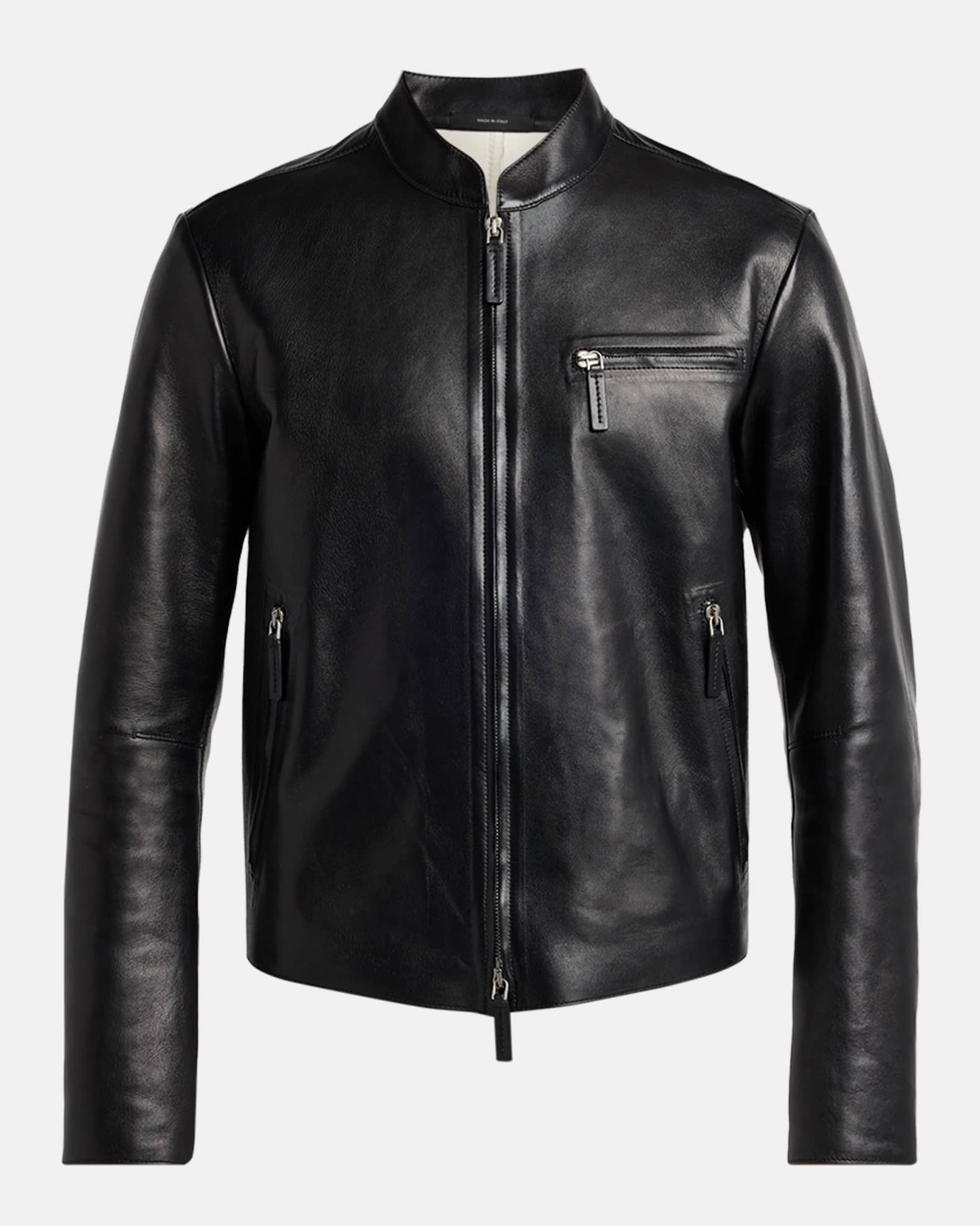 TOM FORD Men's Leather Band-Collar Biker Jacket | Neiman Marcus