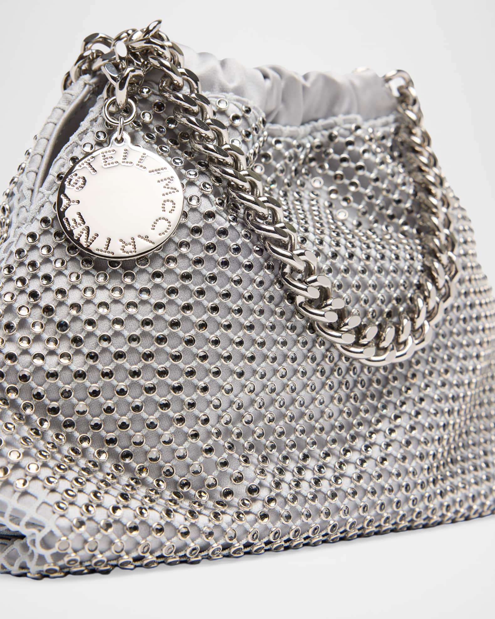 Stella McCartney Falabella Small Rhinestone Mesh Top Handle Bag