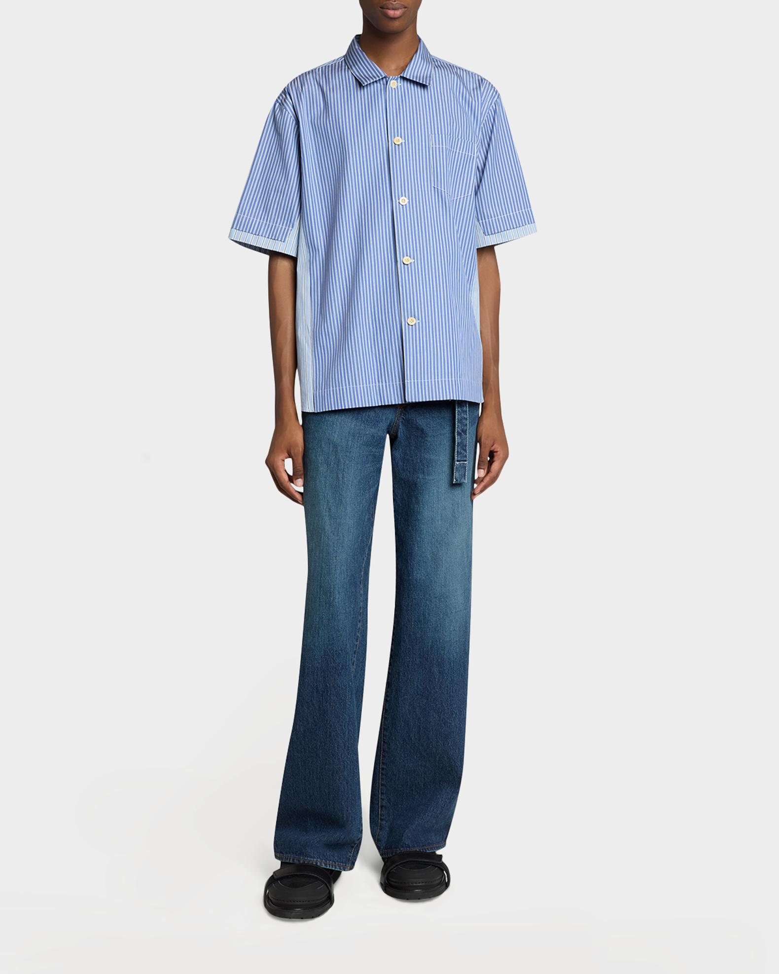 sacai Men's Colorblock Striped Poplin Short-Sleeve Sport Shirt