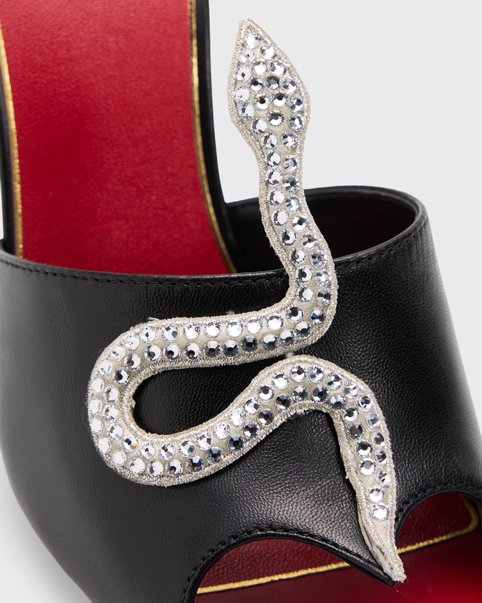 Valentino Garavani 105mm Strass Snake Leather Mule Pumps | Neiman
