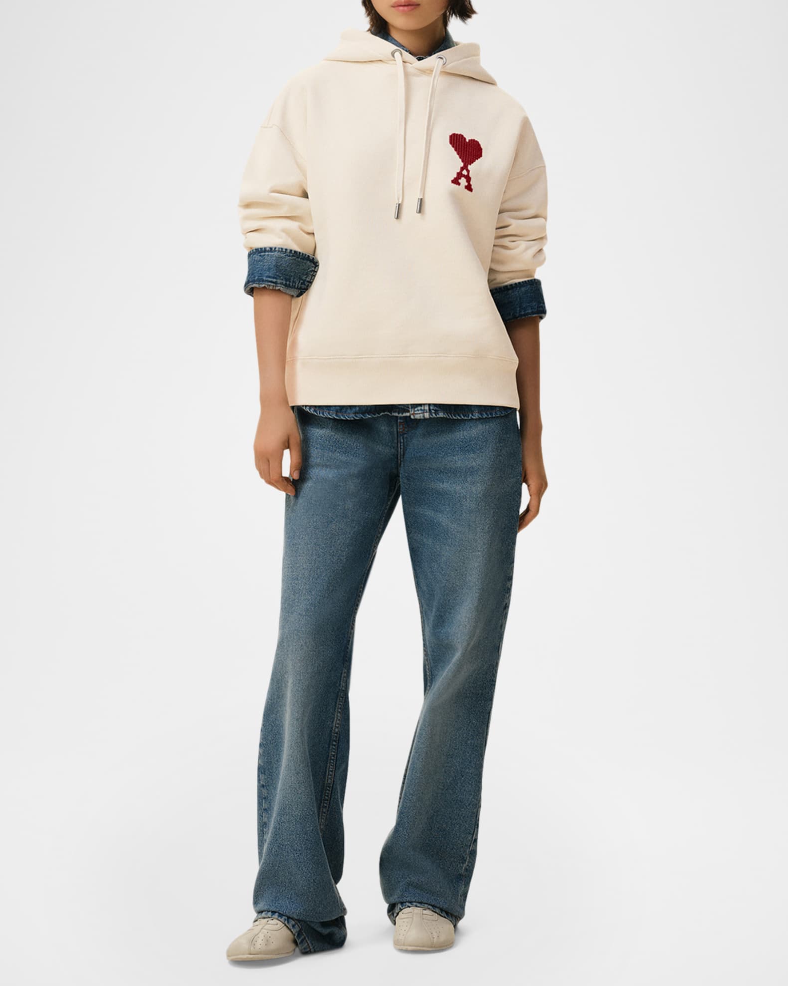 Ami Paris Unisex Ami De Coeur Embroidered Hoodie | Neiman Marcus