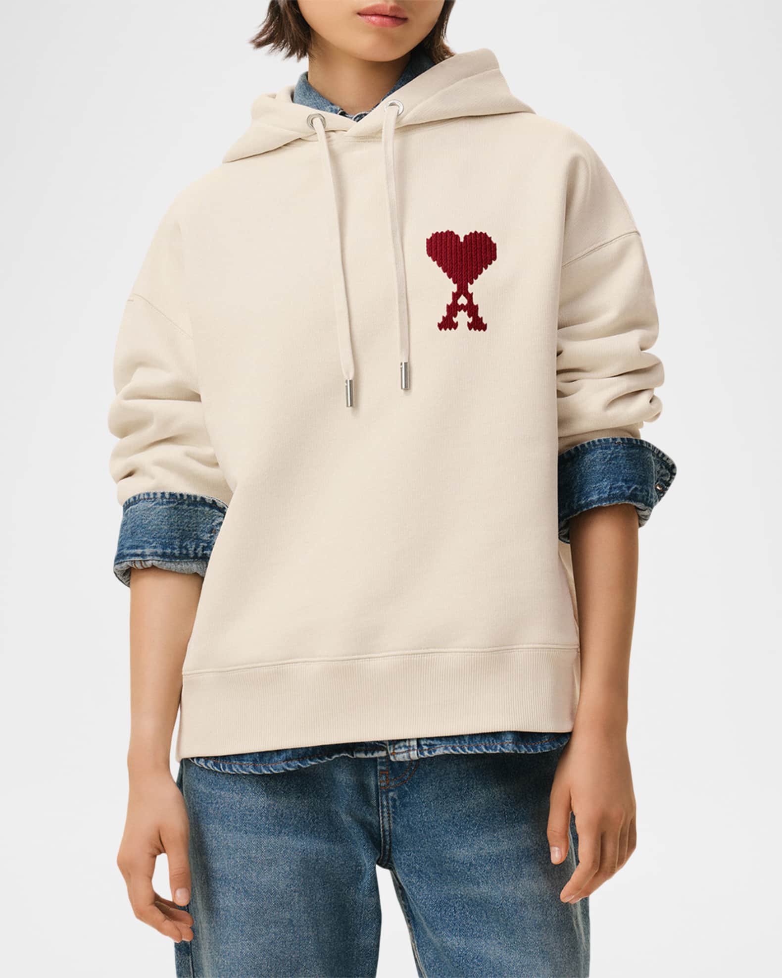 Ami Paris Unisex Ami De Coeur Embroidered Hoodie | Neiman Marcus