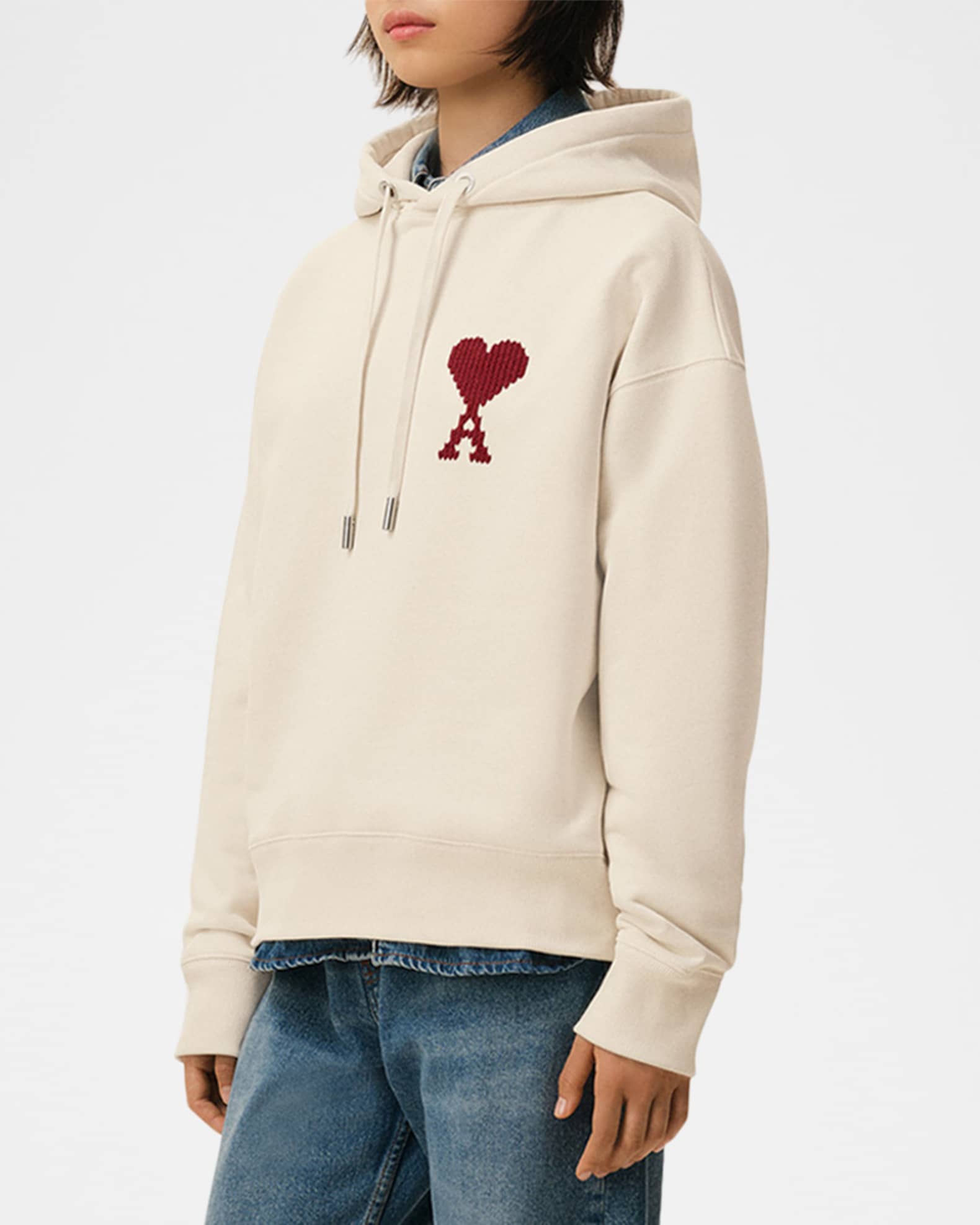 ●新品/正規品● AMI paris AMI DE COEUR 刺繍 ロゴ Ami Paris Unisex Ami De Coeur Embroidered Hoodie | Neiman Marcus