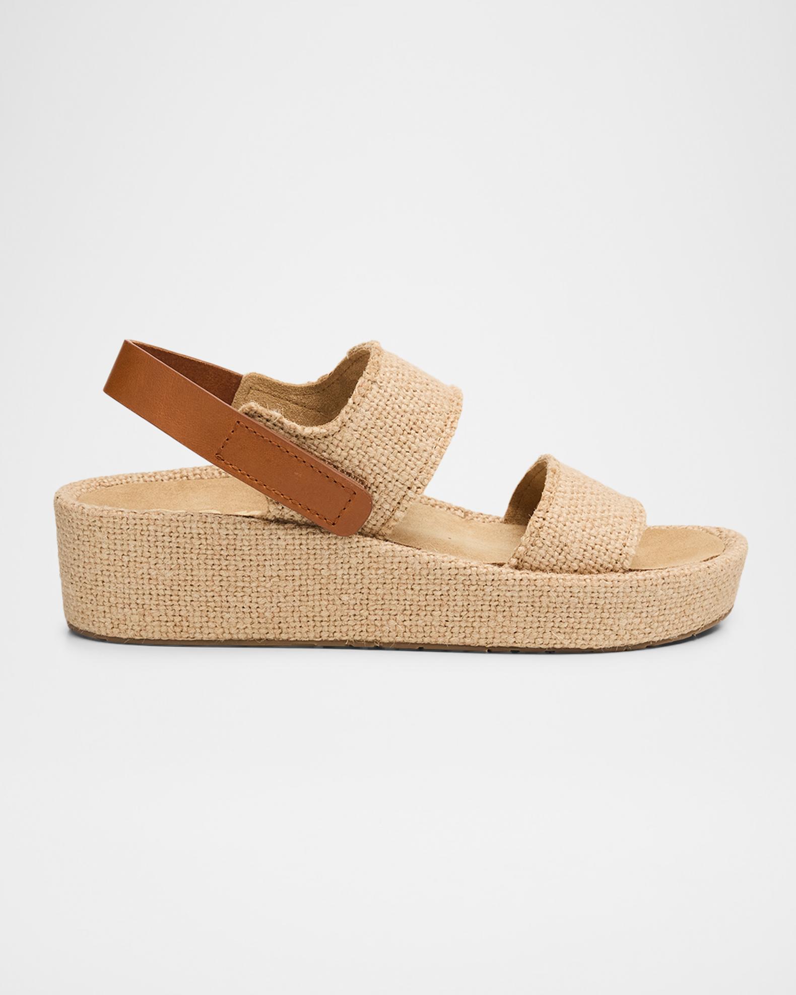 ティア Pedro Garcia Leticia Burlap and Leather Flatform Sandals | Neiman