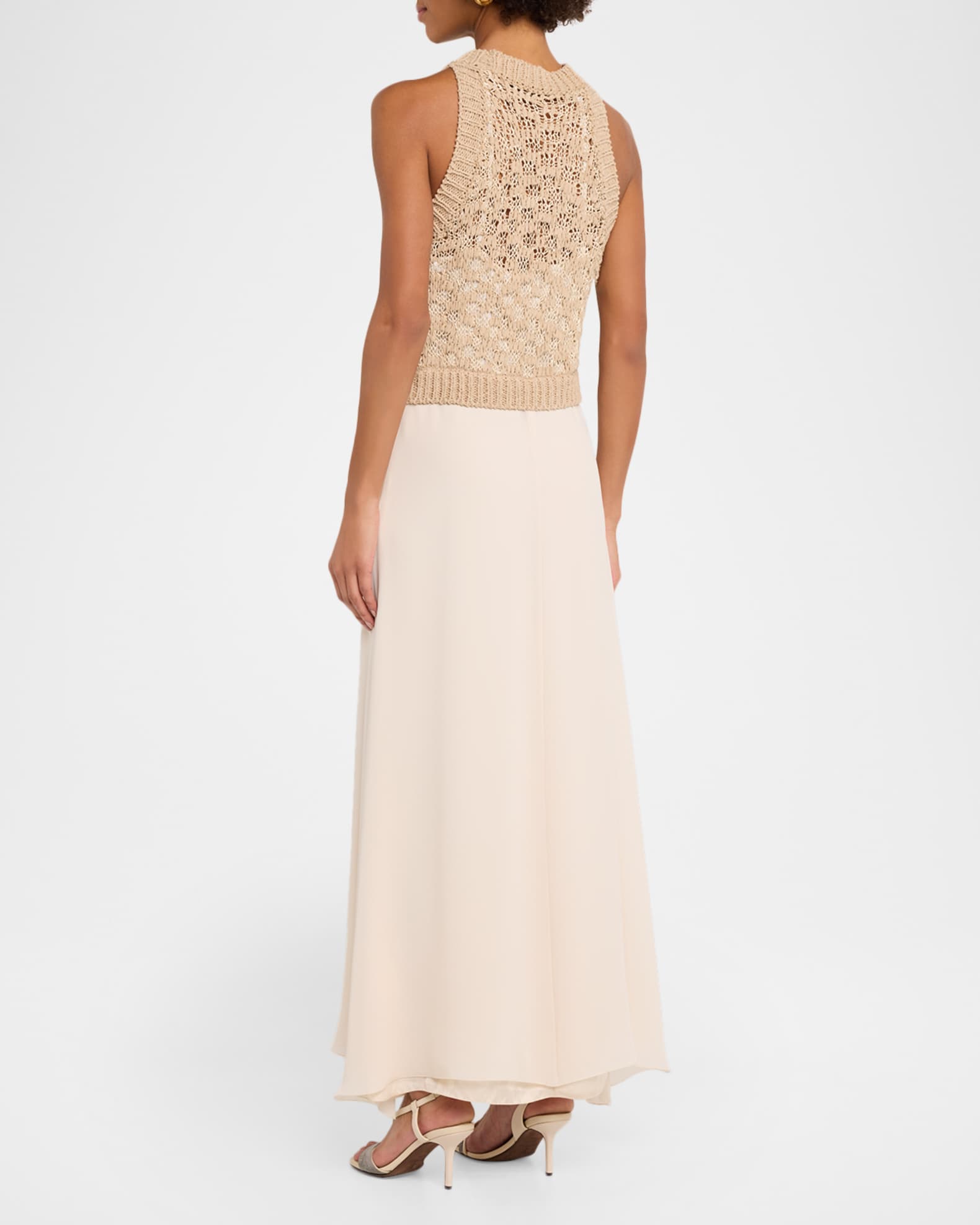 Peserico Linen, Cotton and Lurex Long Sleeveless Dress | Neiman Marcus