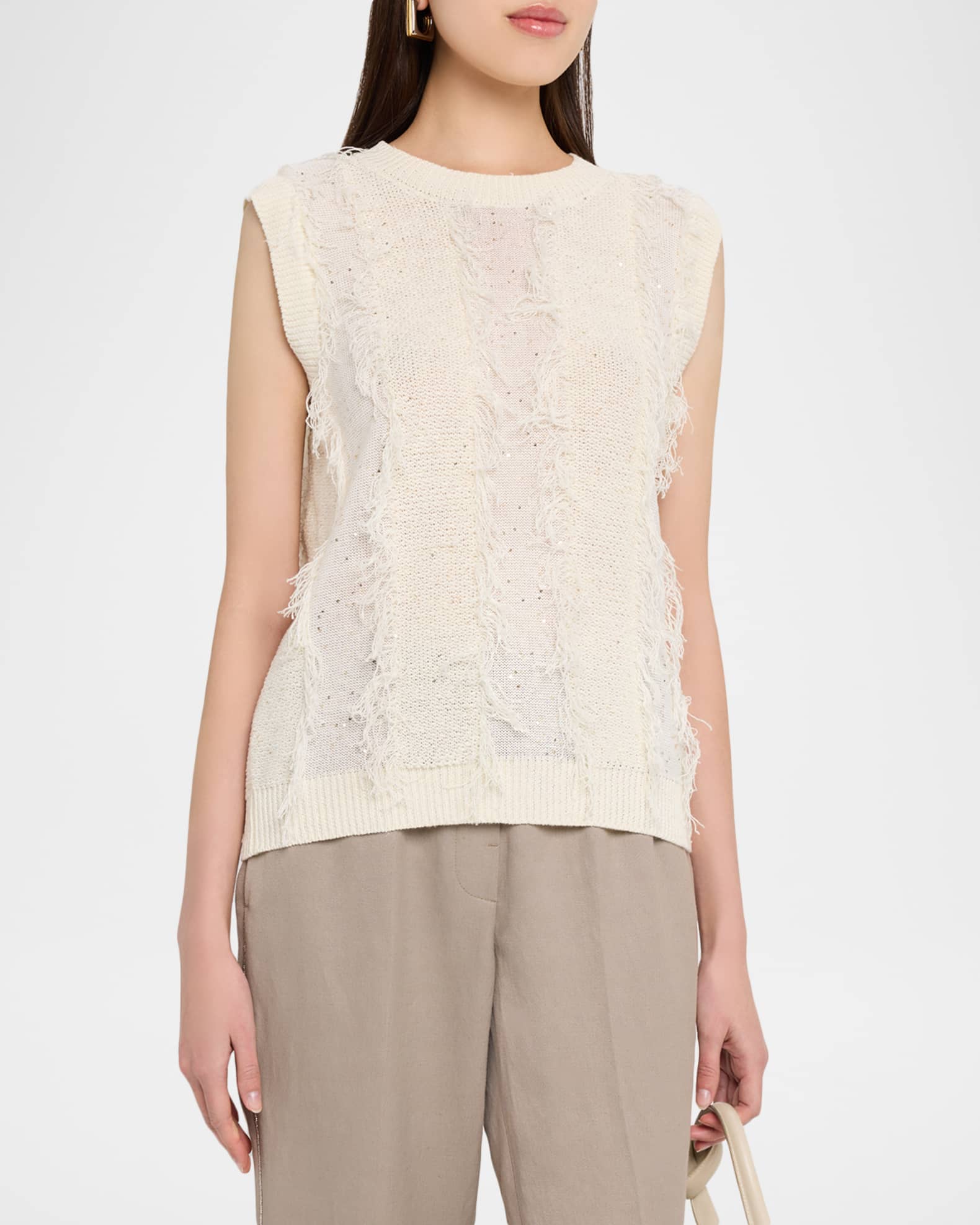 新品PESERICO・ペゼリコMADE IN ITALYニット11¥91.300 Peserico Sequined Cotton Linen Sweater Vest | Neiman Marcus