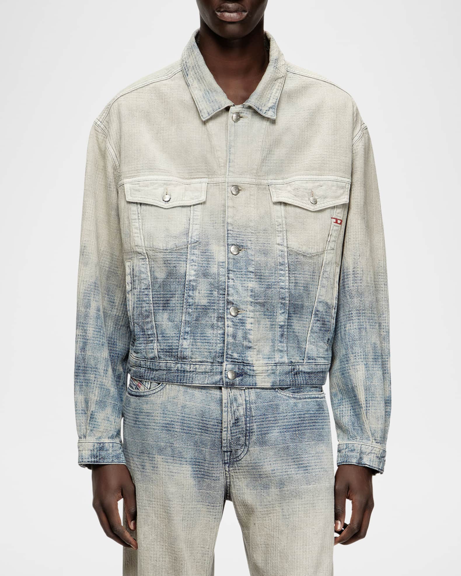 d*4様 archive diesel flare sleeve jacket Men's Windbreaker with contrast piping | Black | Diesel