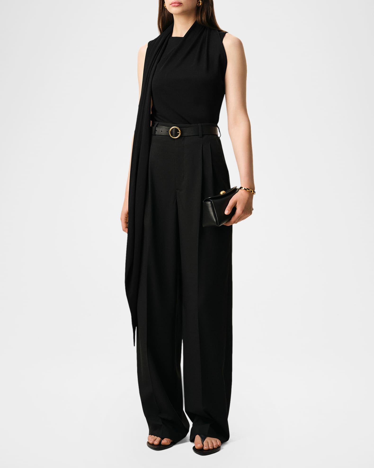 Ami Paris Sleeveless Scarf-Neck Lavaliere Top | Neiman Marcus