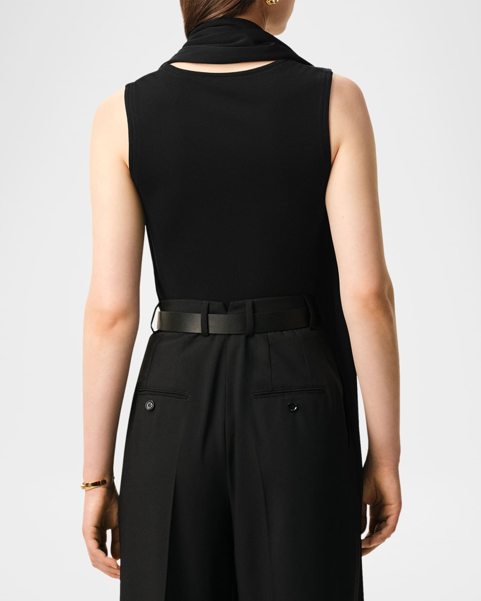 Ami Paris Sleeveless Scarf-Neck Lavaliere Top | Neiman Marcus