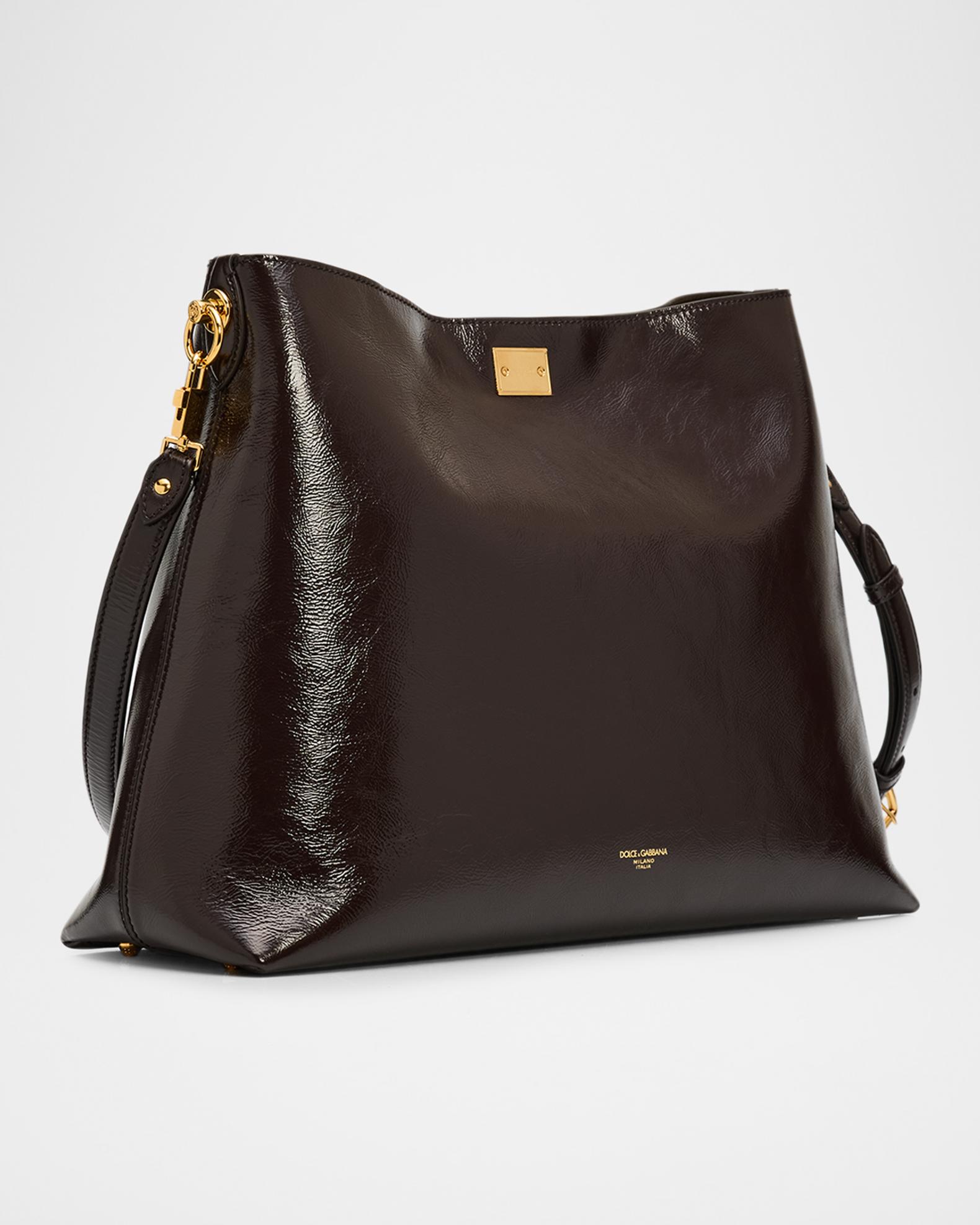 Dolce&Gabbana Vittoria Glossy Leather Crossbody Bag | Neiman Marcus