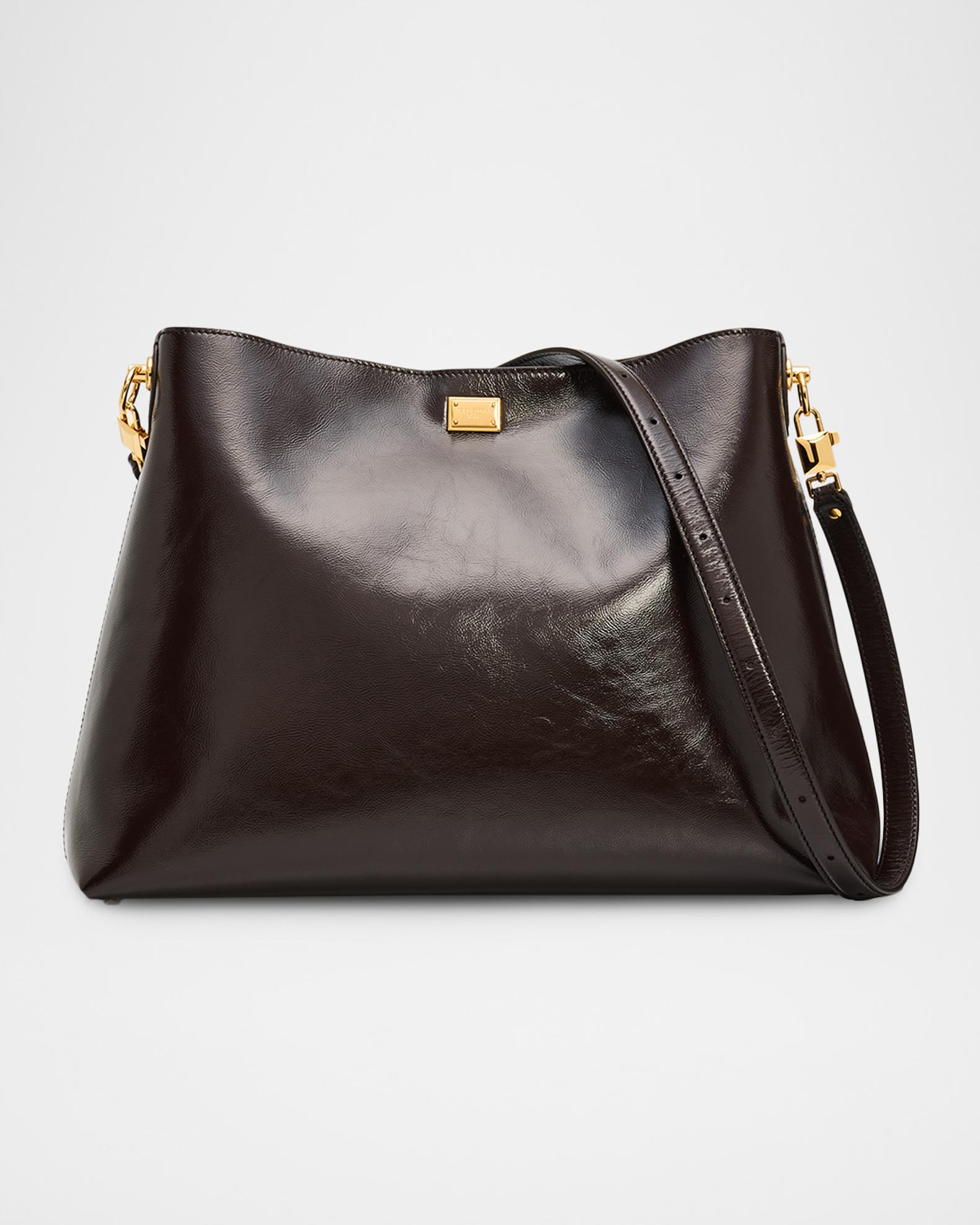 Dolce&Gabbana Vittoria Glossy Leather Crossbody Bag | Neiman Marcus