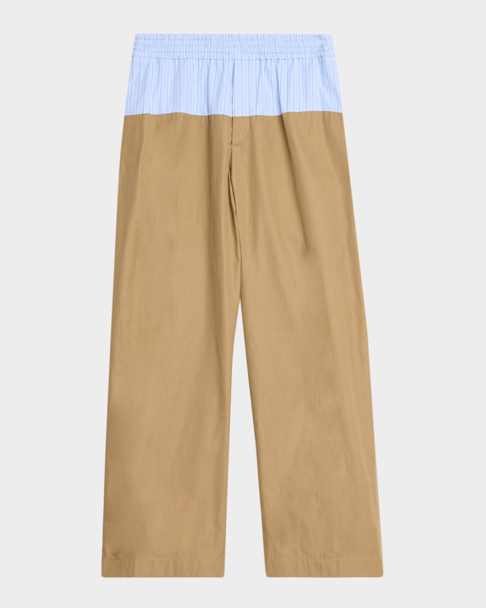 Dries Van Noten Men's Contrast-Waist Straight Cotton Pants