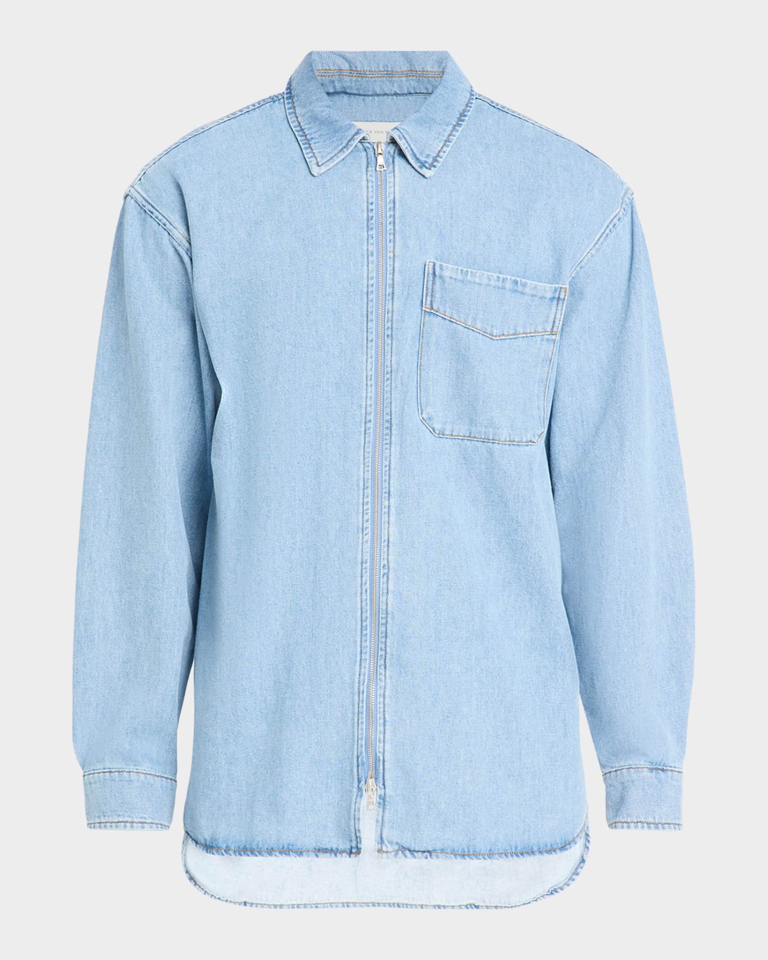 Dries Van Noten Men's Denim Zip Shirt | Neiman Marcus