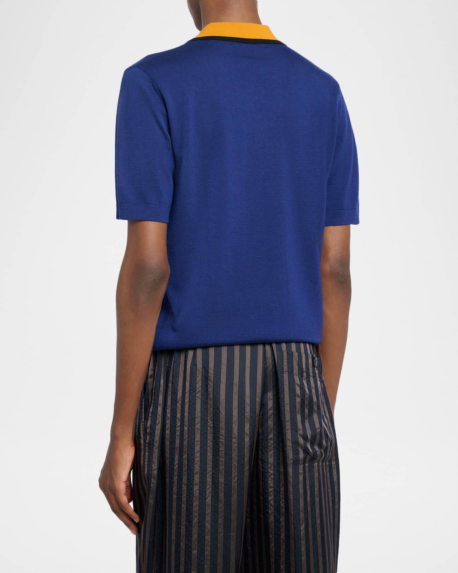 Dries Van Noten Men's Contrast-Trim Knit Polo Sweater | Neiman Marcus