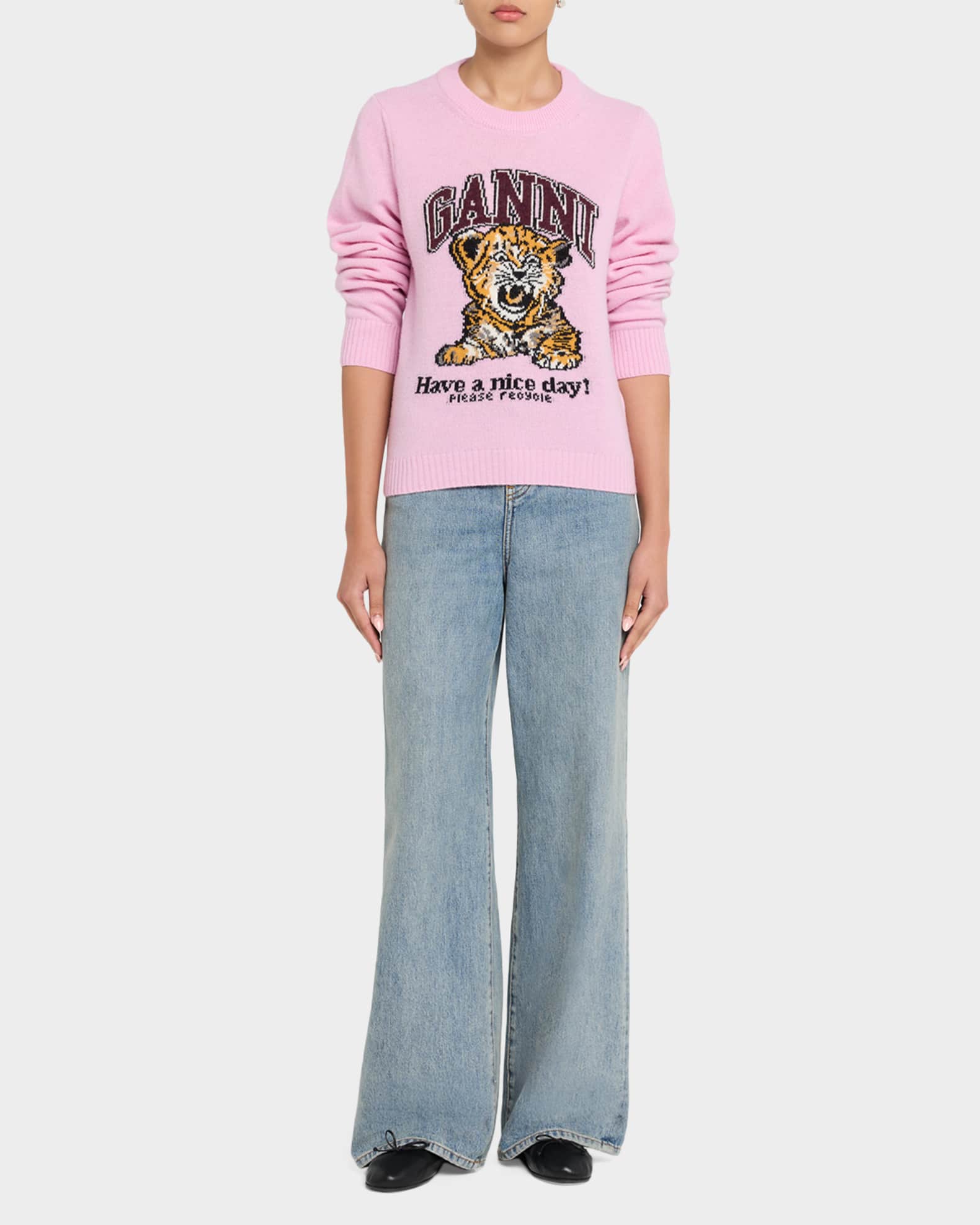 Ganni Graphic Wool-Blend Sweater | Neiman Marcus