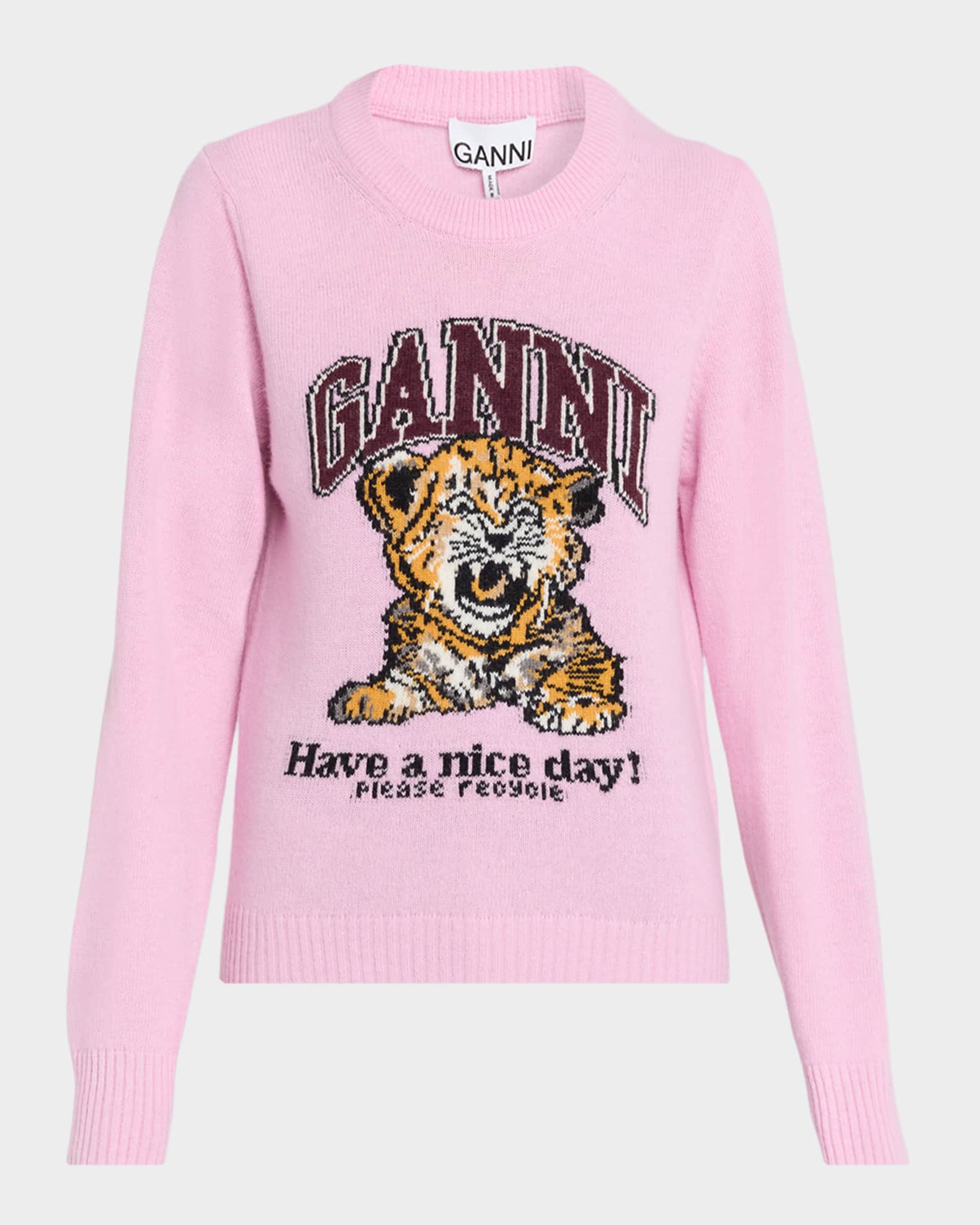 Ganni Graphic Wool-Blend Sweater | Neiman Marcus