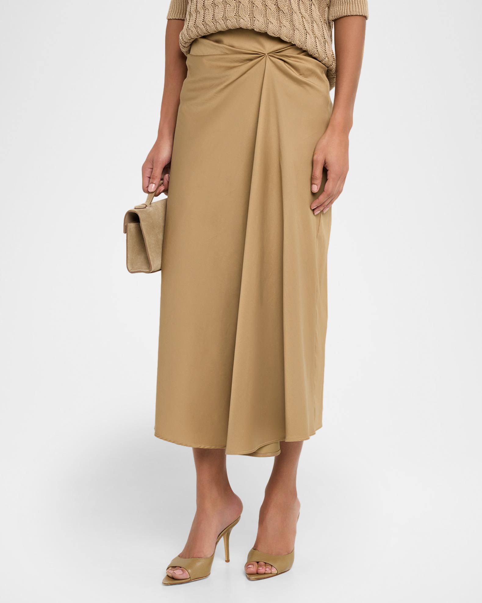 Max Mara Paggi Gathered Cotton Midi Skirt | Neiman Marcus