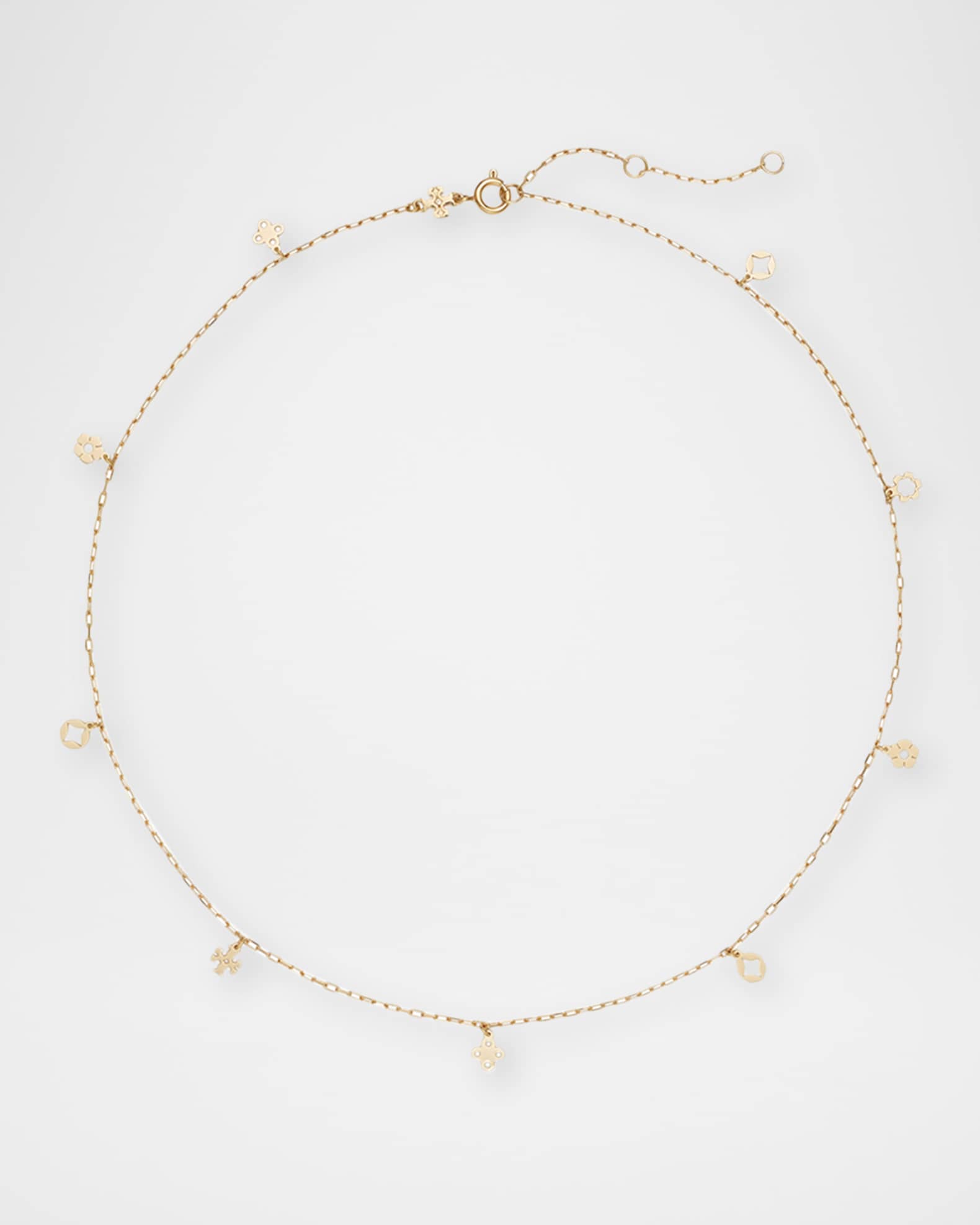 Tory Burch Kira Clover Multi Charm Necklace | Neiman Marcus